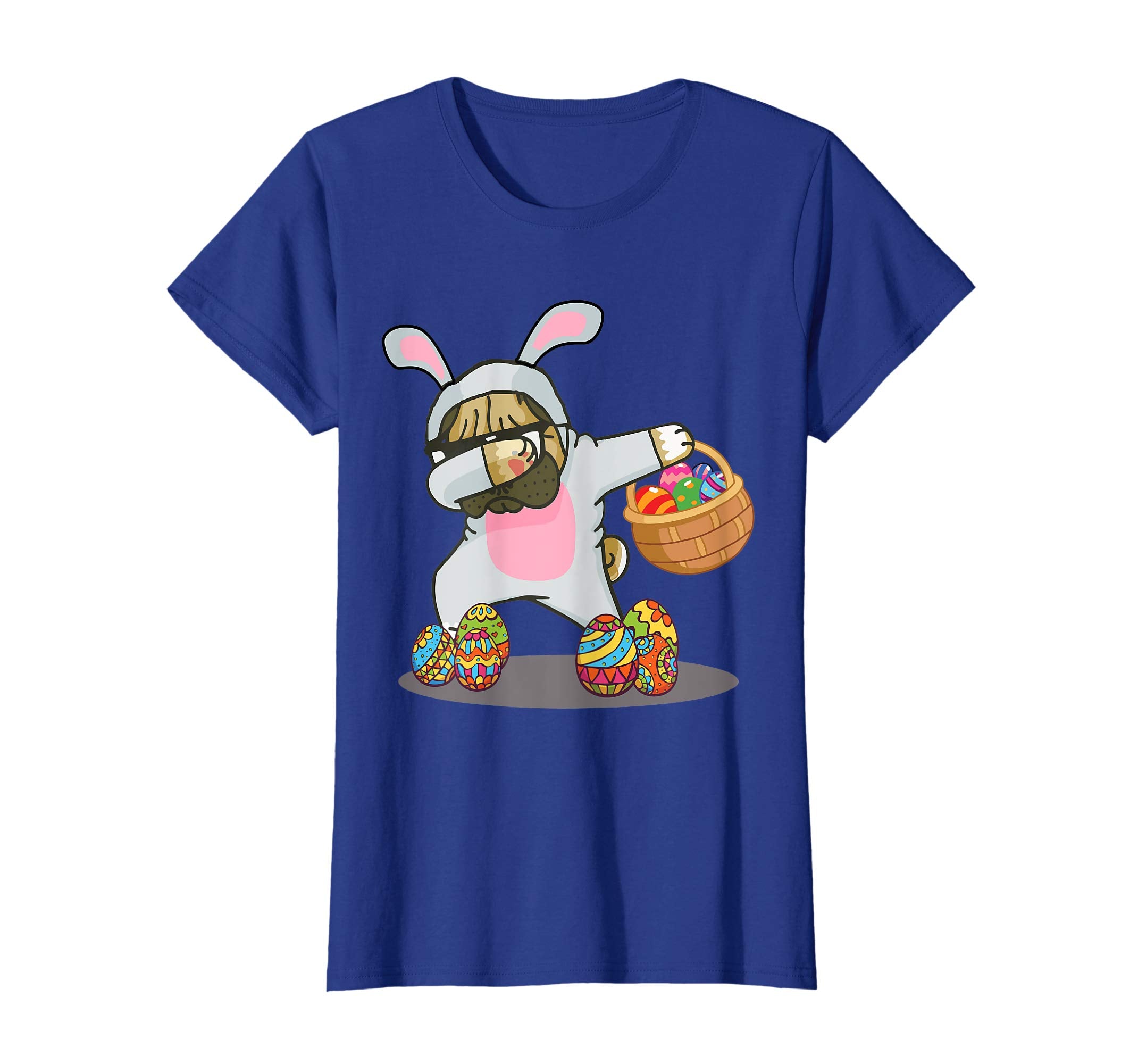 Cute Dabbing Pug Easter Bunny Egg Basket T-Shirt Gifts