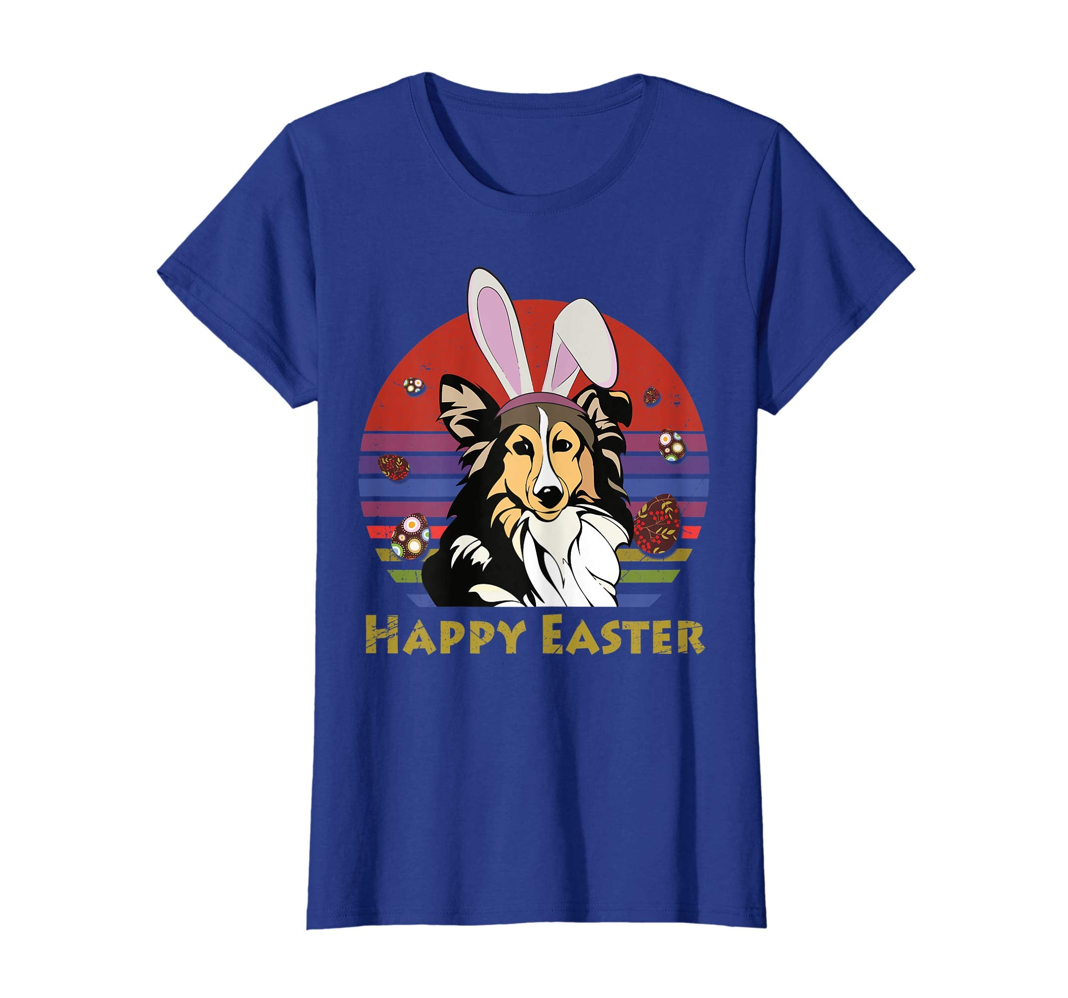 Shetland Sheepdog With Bunny Headband Happy Easter Tshirt
