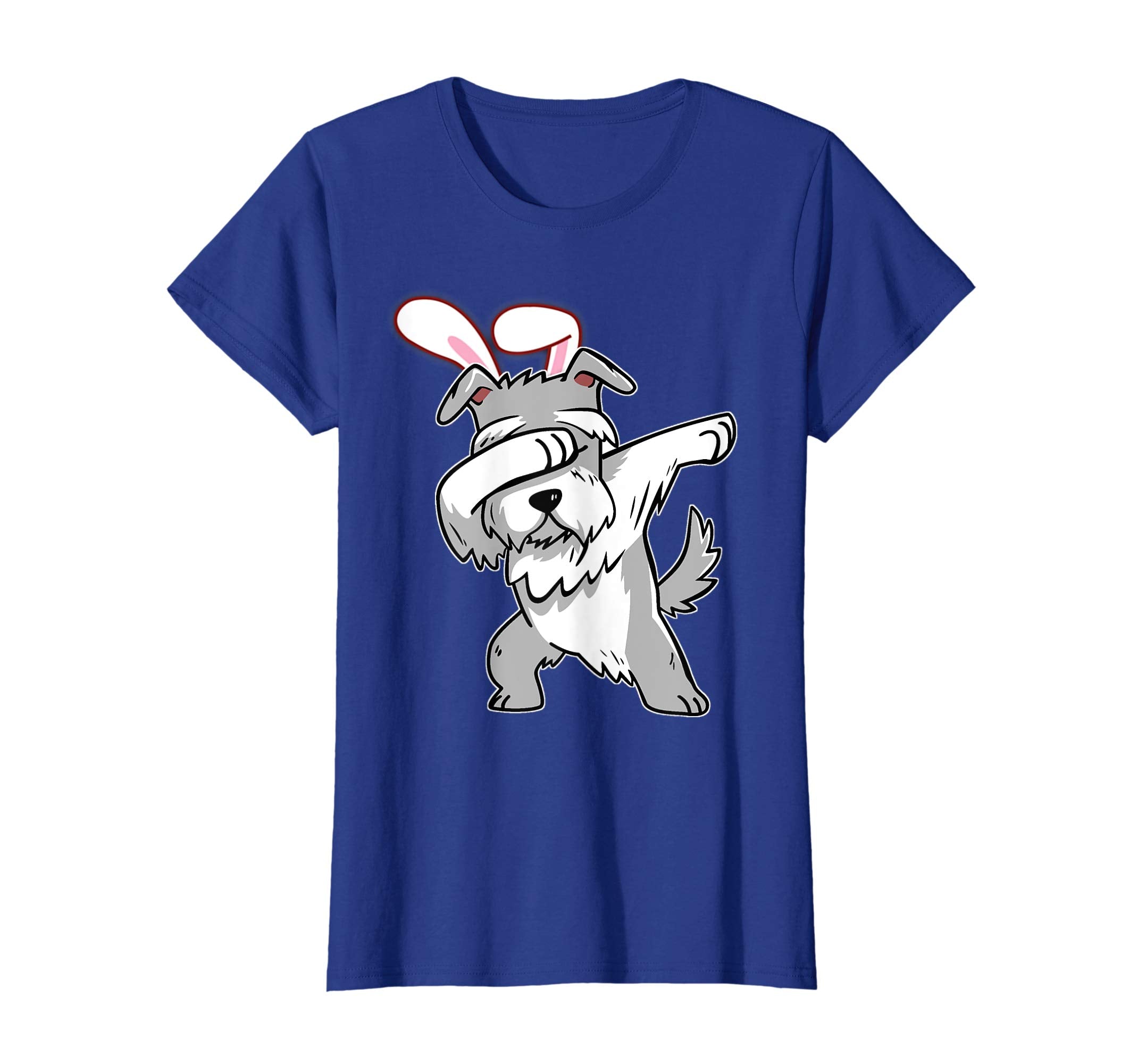 Easter Bunny Dabbing Schnauzer Dog Tshirt Rabbit Ears Gift