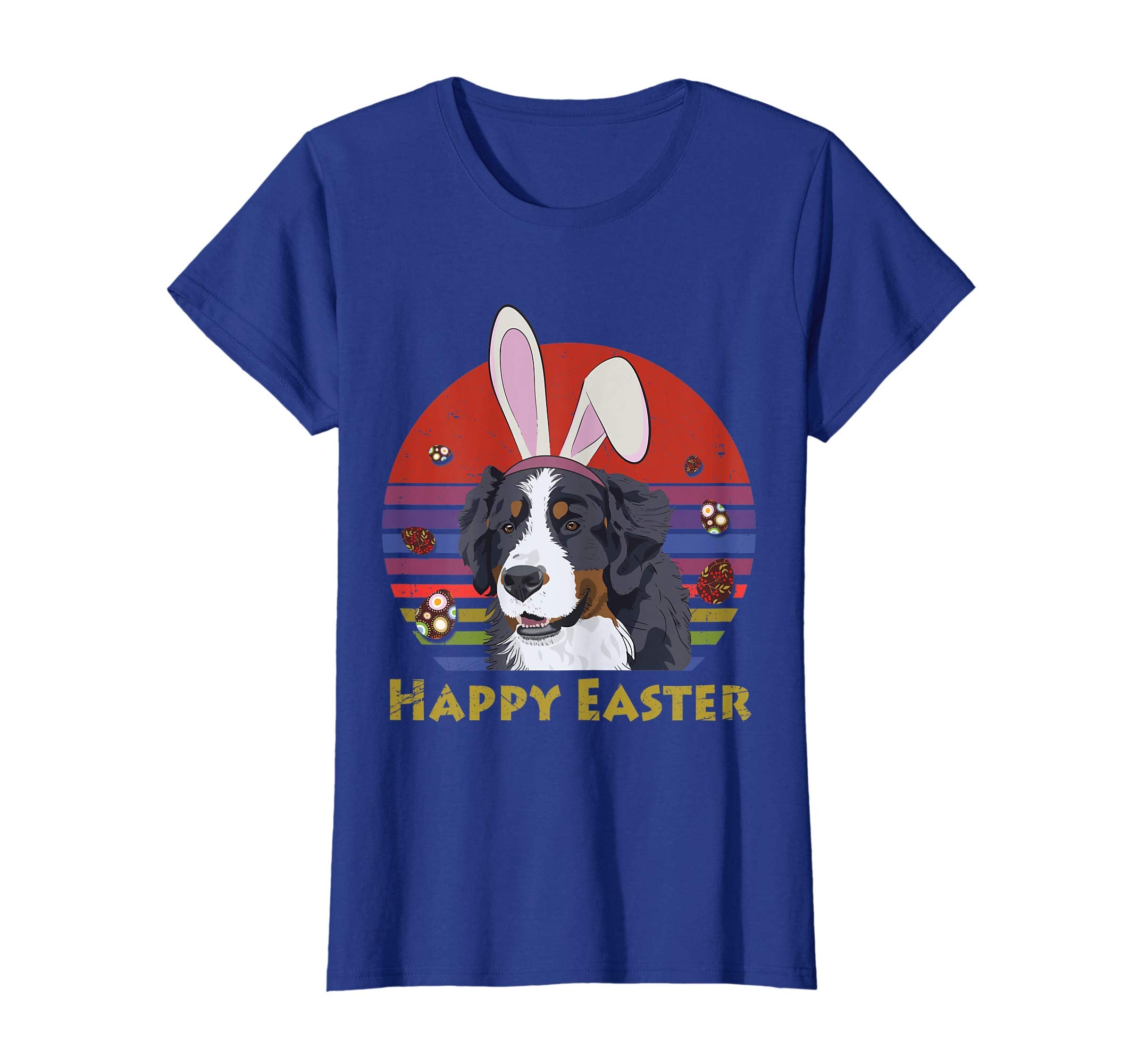 Bernese Mountain Dog With Bunny Headband Happy Easter Tshirt
