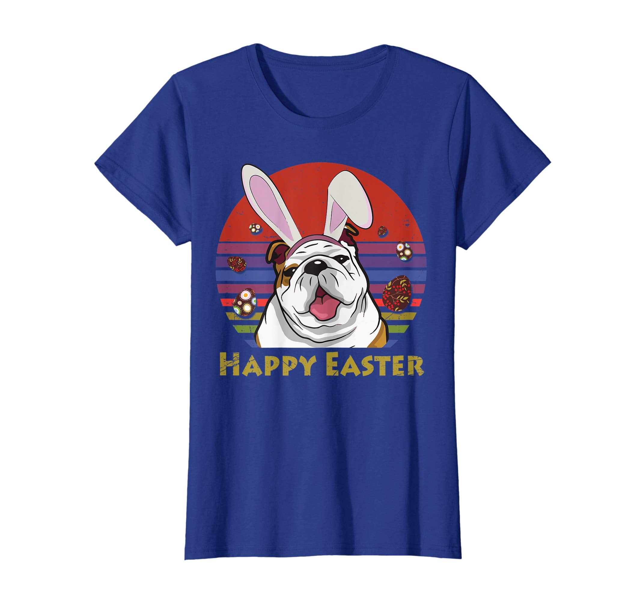 Bulldog With Bunny Headband Happy Easter Tshirt Easter Gifts