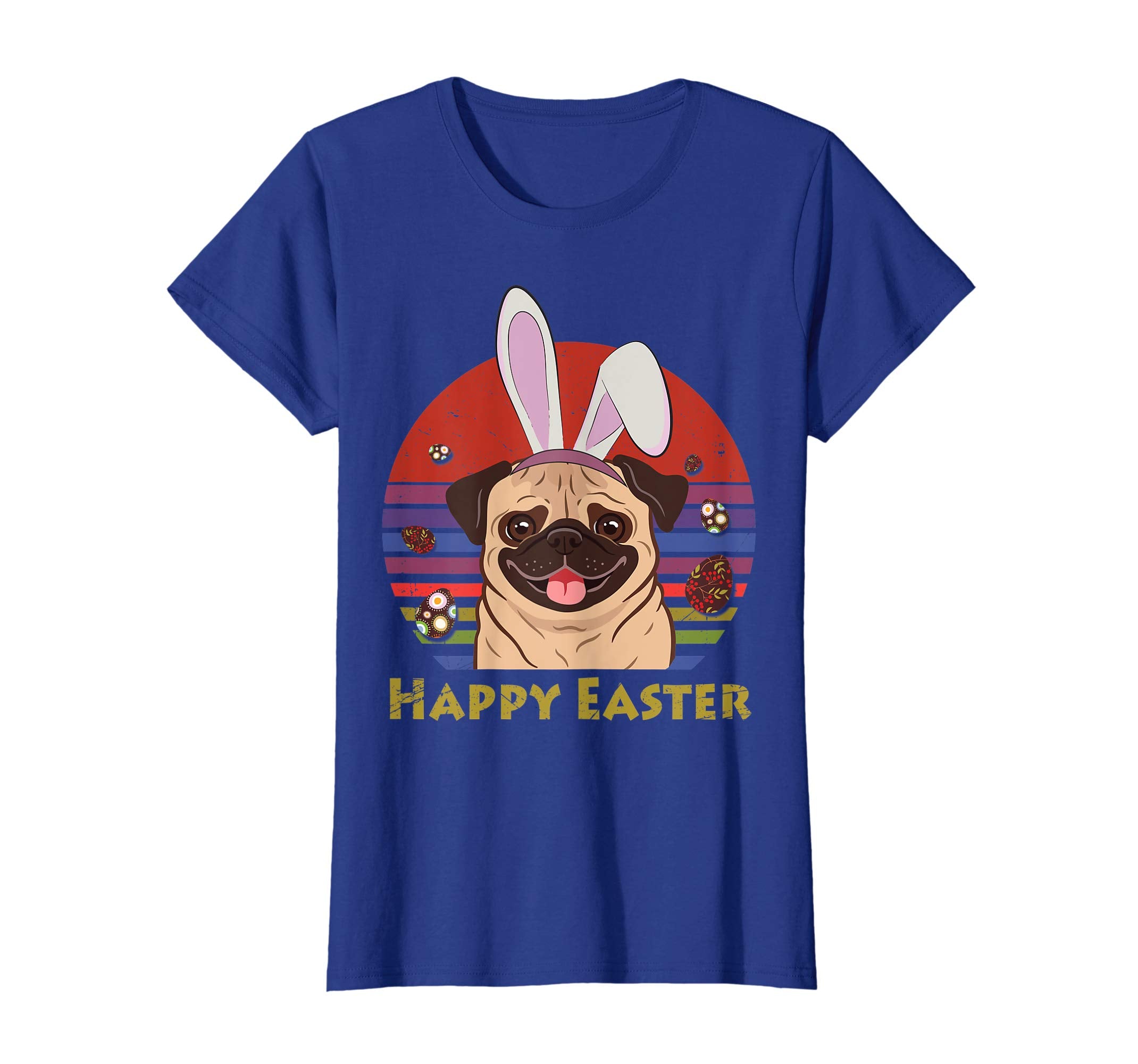 Pug Dog With Bunny Headband Happy Easter Tshirt Easter Gifts