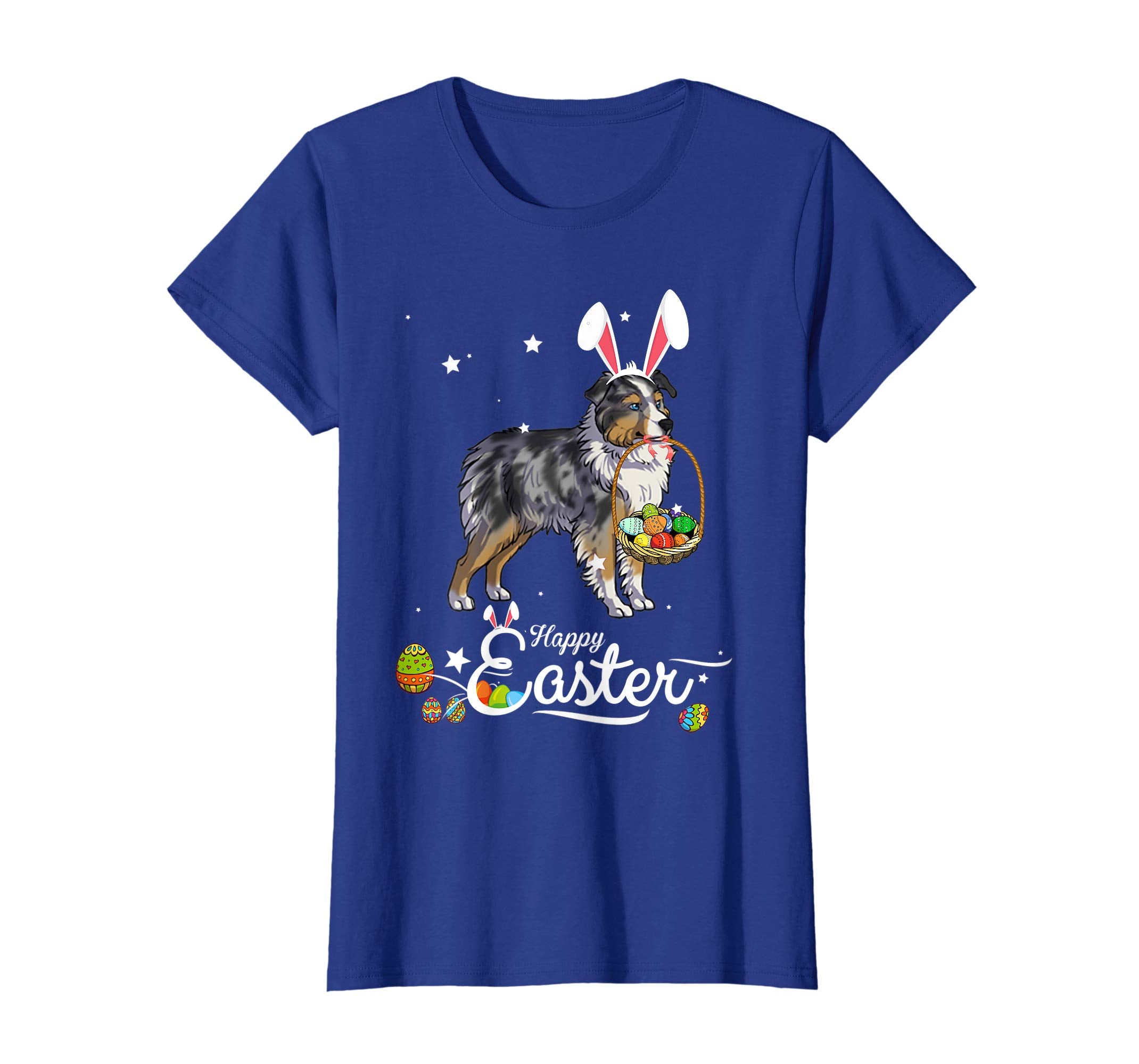 Miniature Shepherd Dog With Bunny Hat Easter Costume T Shirt