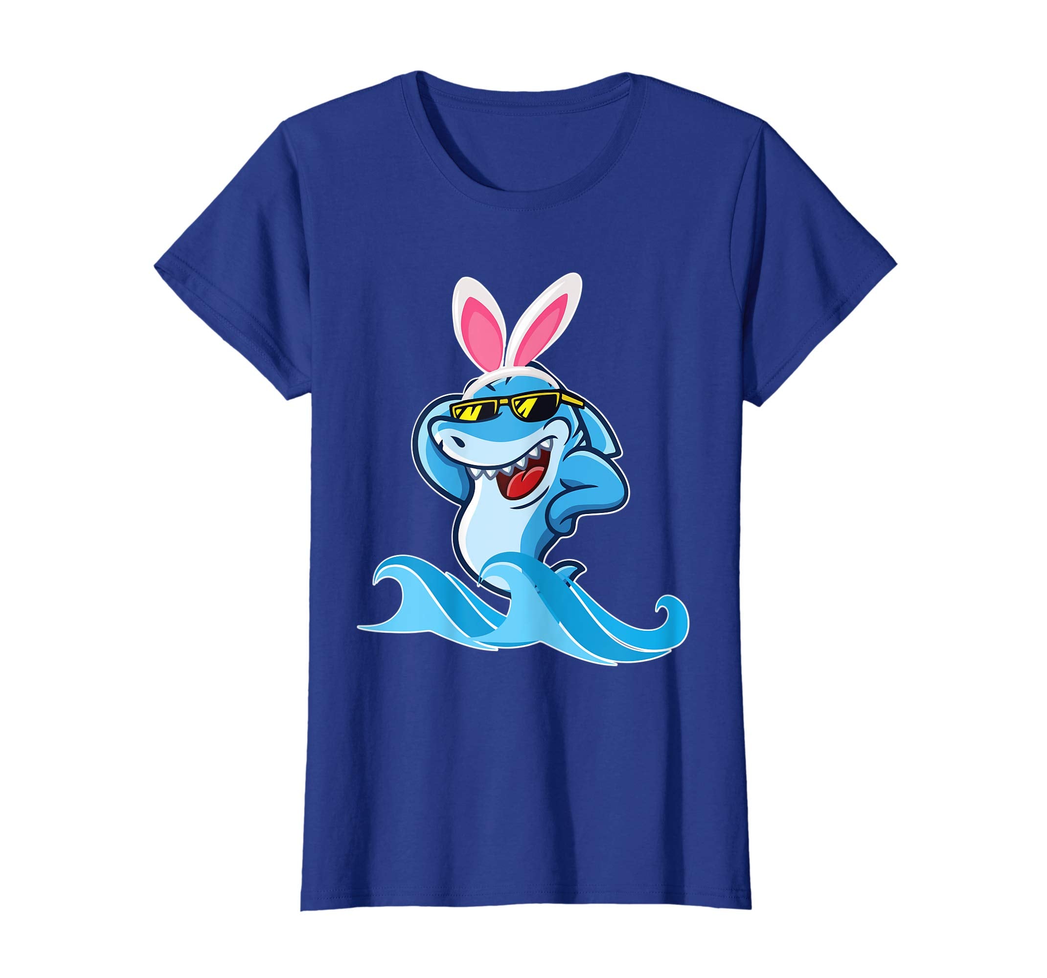 Shark With Bunny Rabbit Hat Swimming Happy Easter Day Shirt