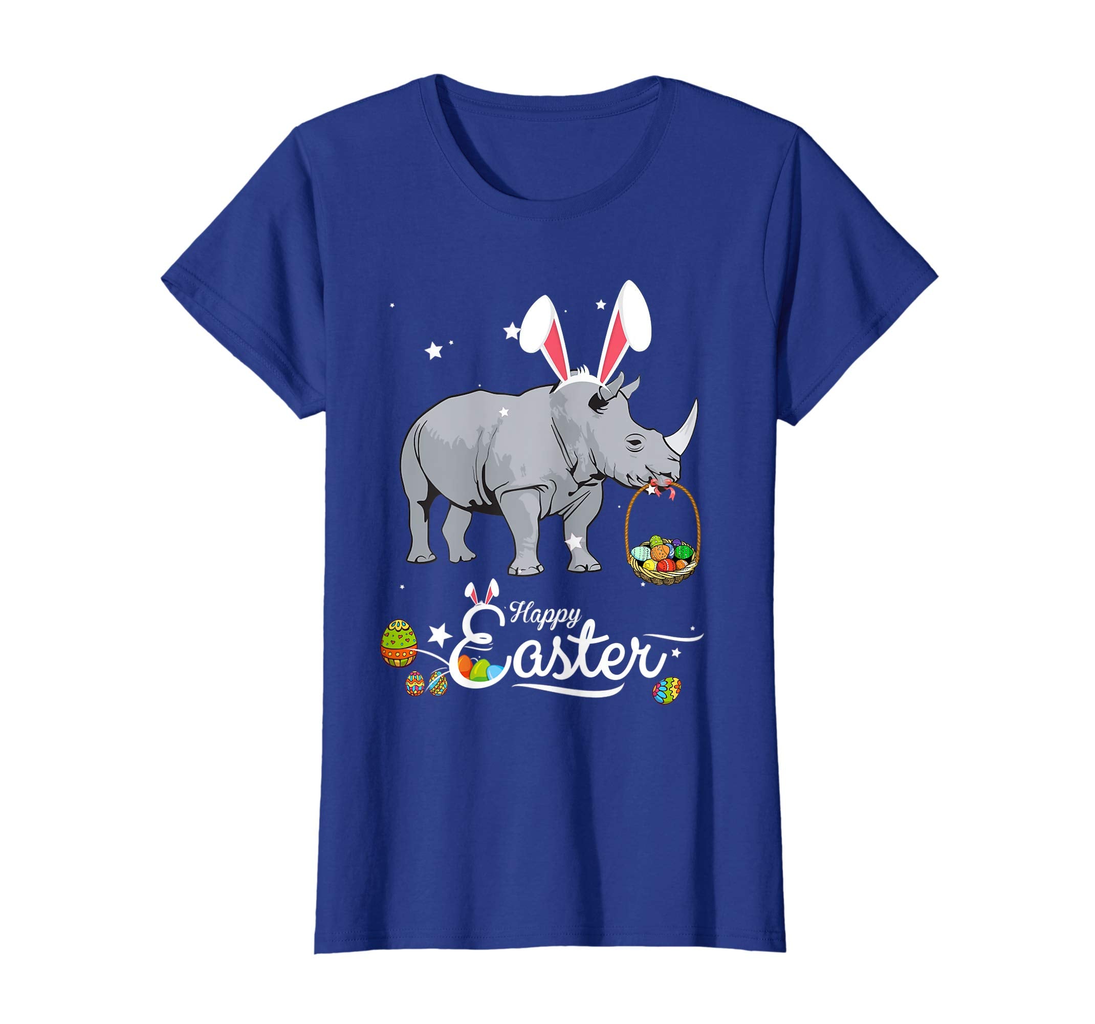 Cute Easter Rhino with Bunny Ears and Eggs T Shirt