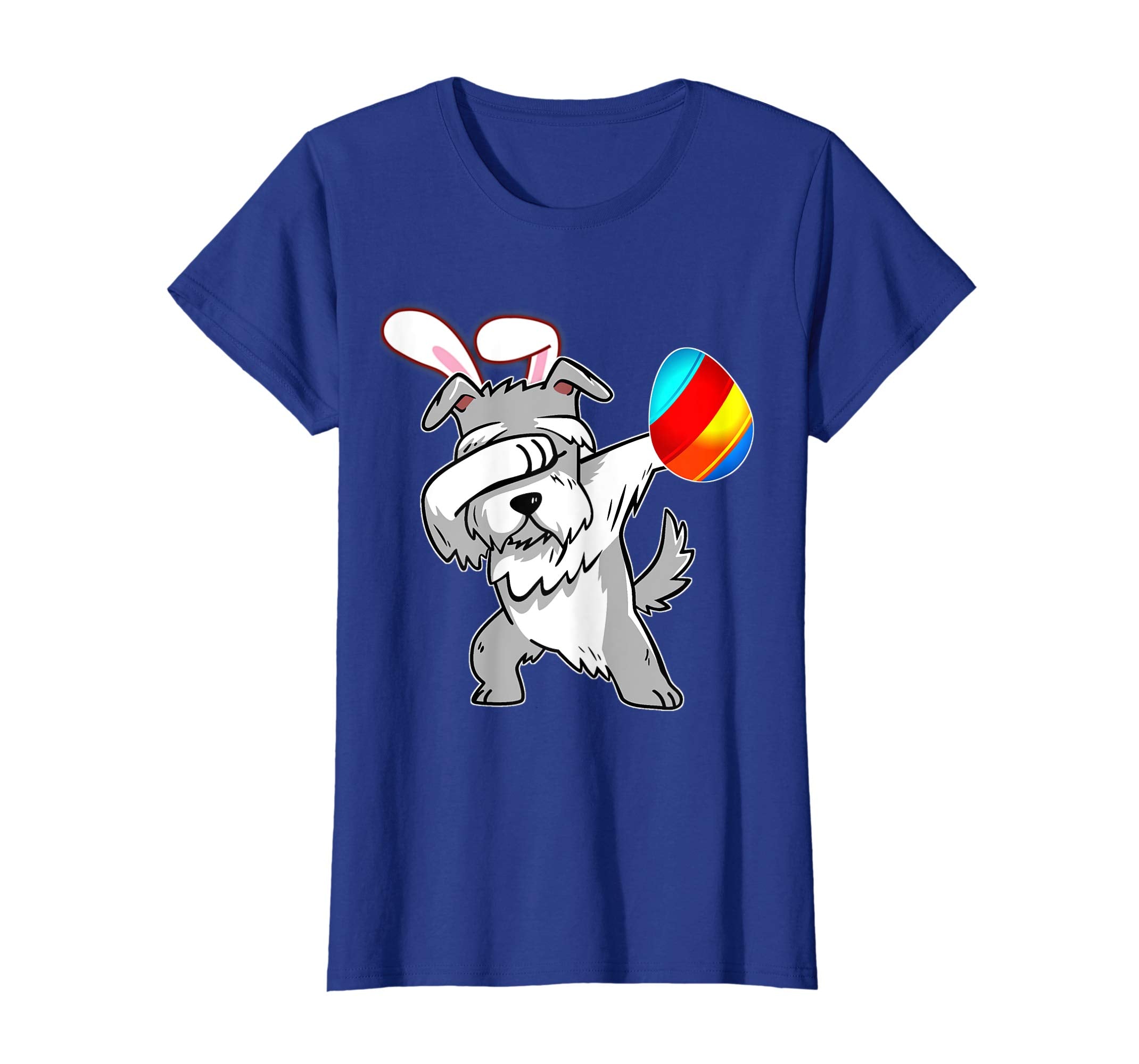 Easter Bunny Dabbing Schnauzer Dog Tshirt Egg Ears Gift