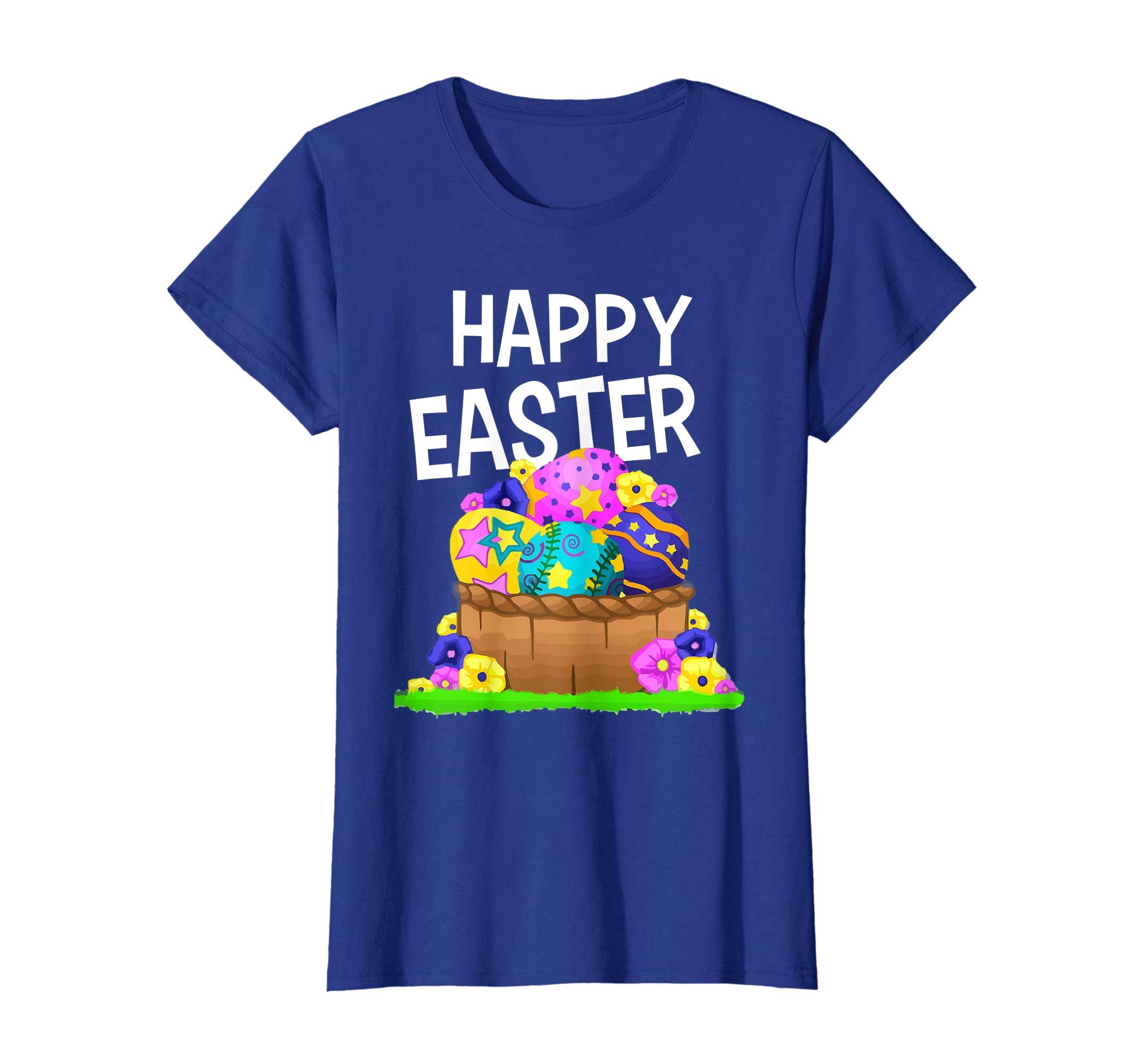 Happy Easter Shirt Eggs Basket Kids Girls Boy T-Shirts Gift