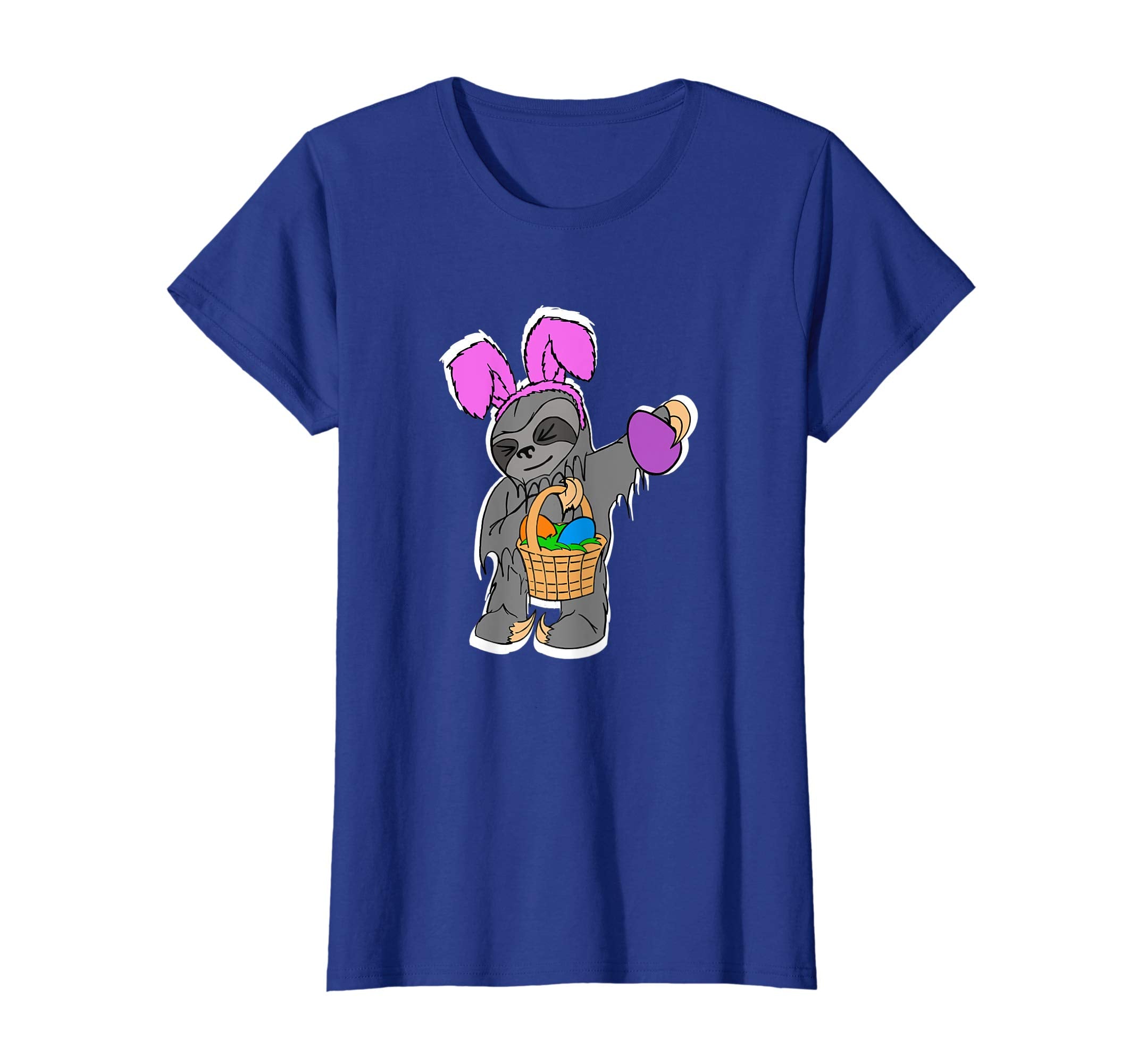 Womens Funny Sloth Bunny Shirt Cute Easter Basket Gift Idea