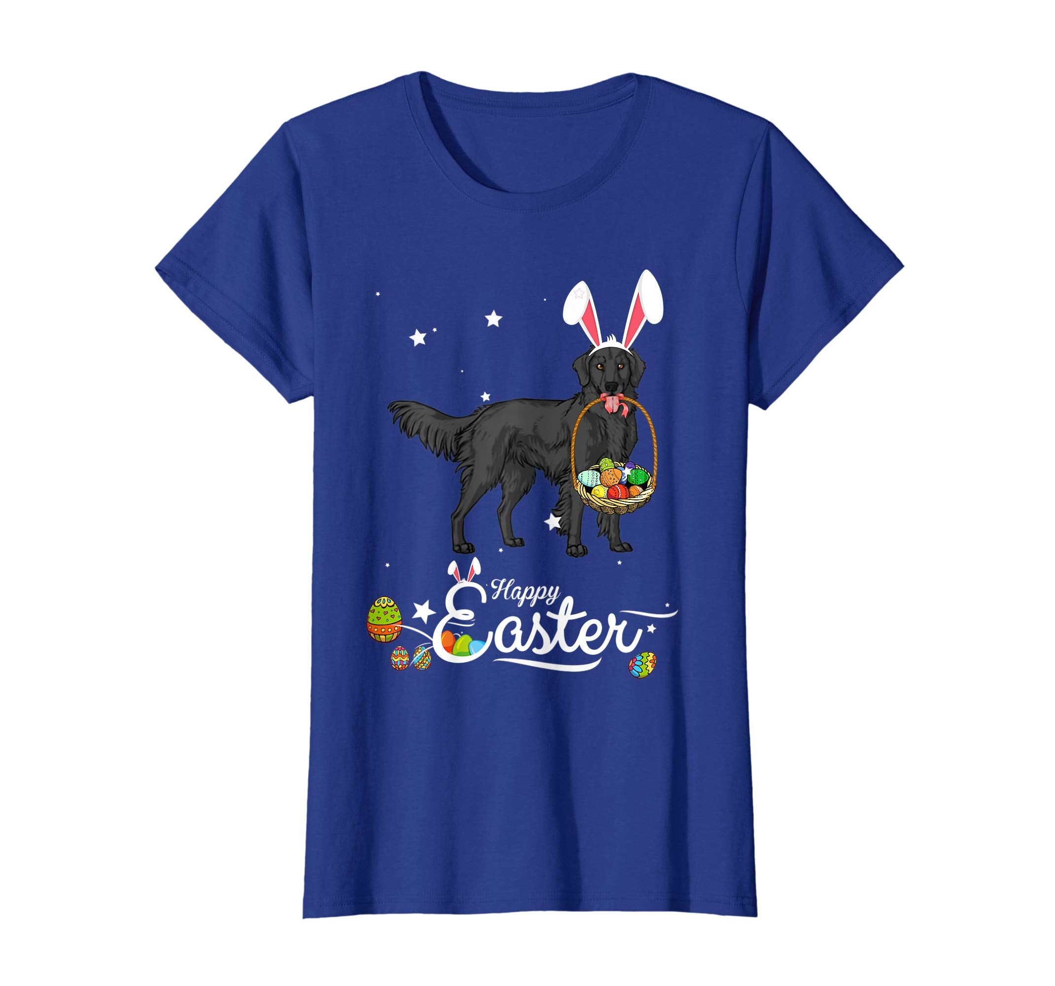Flat Coated Dog With Bunny Hat Easter Costume T Shirt