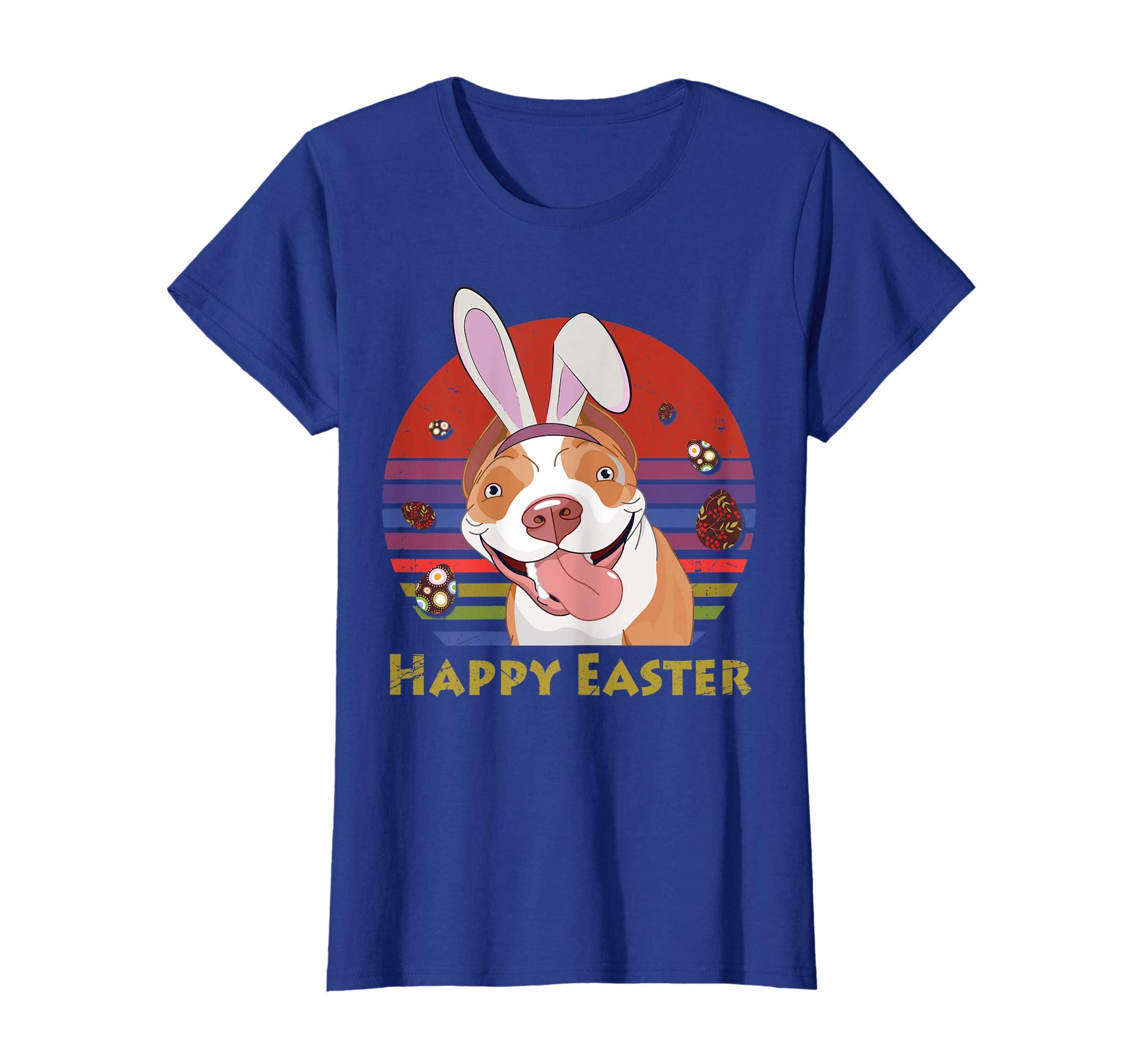 Pitbull With Bunny Headband Happy Easter Tshirt Easter Gifts
