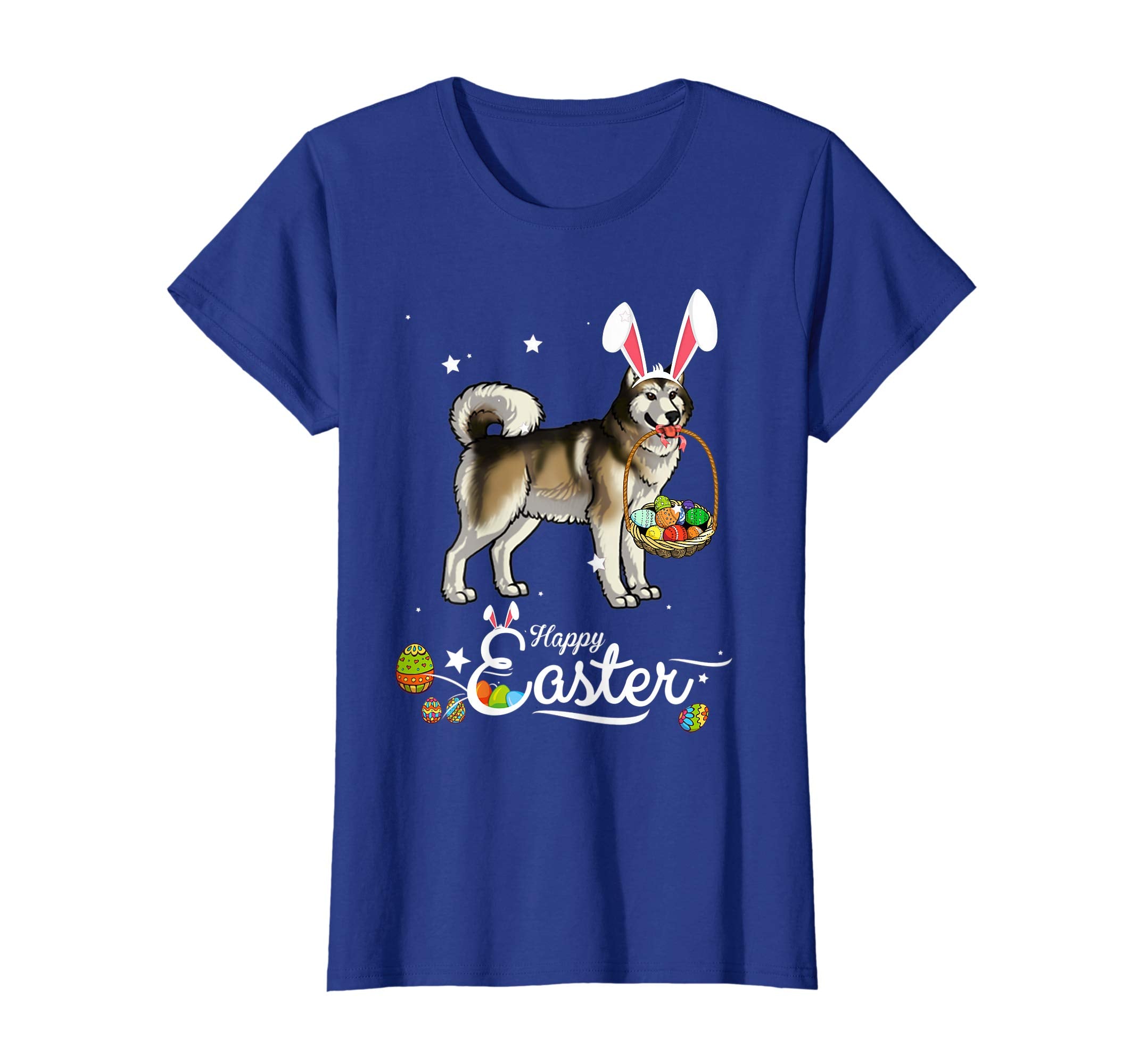 Alaskan Malamute Dog With Bunny Hat Easter Costume T Shirt