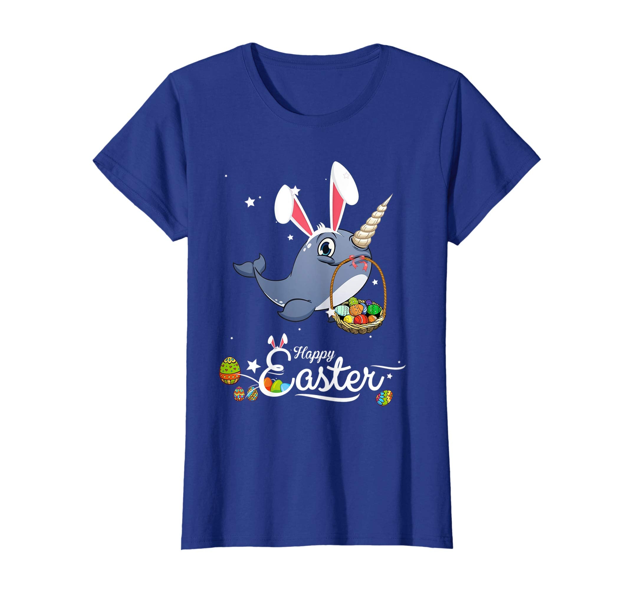 Cute Easter Narwhal with Bunny Ears and Eggs T Shirt