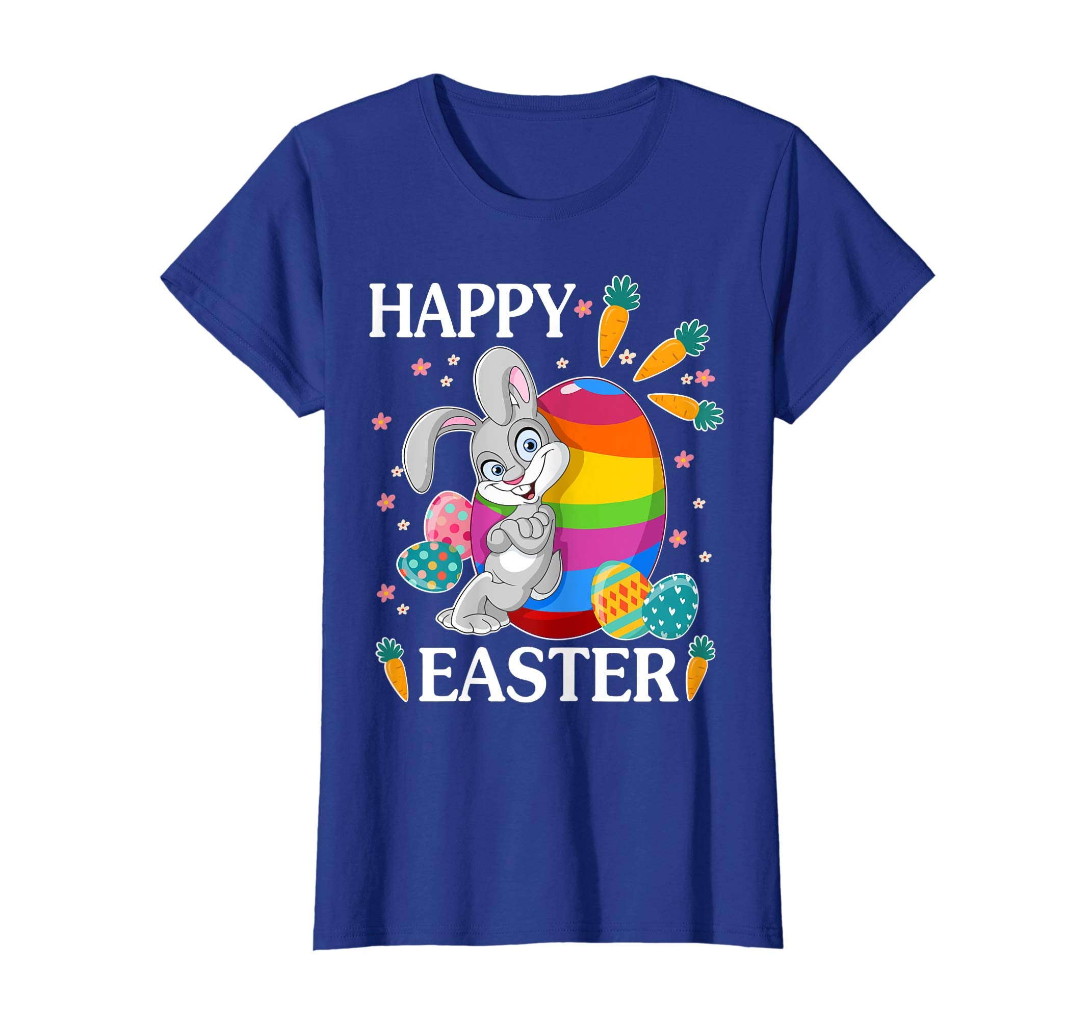 Rabbit Playing Easter Eggs Carrot Flower Happy Easter Shirt