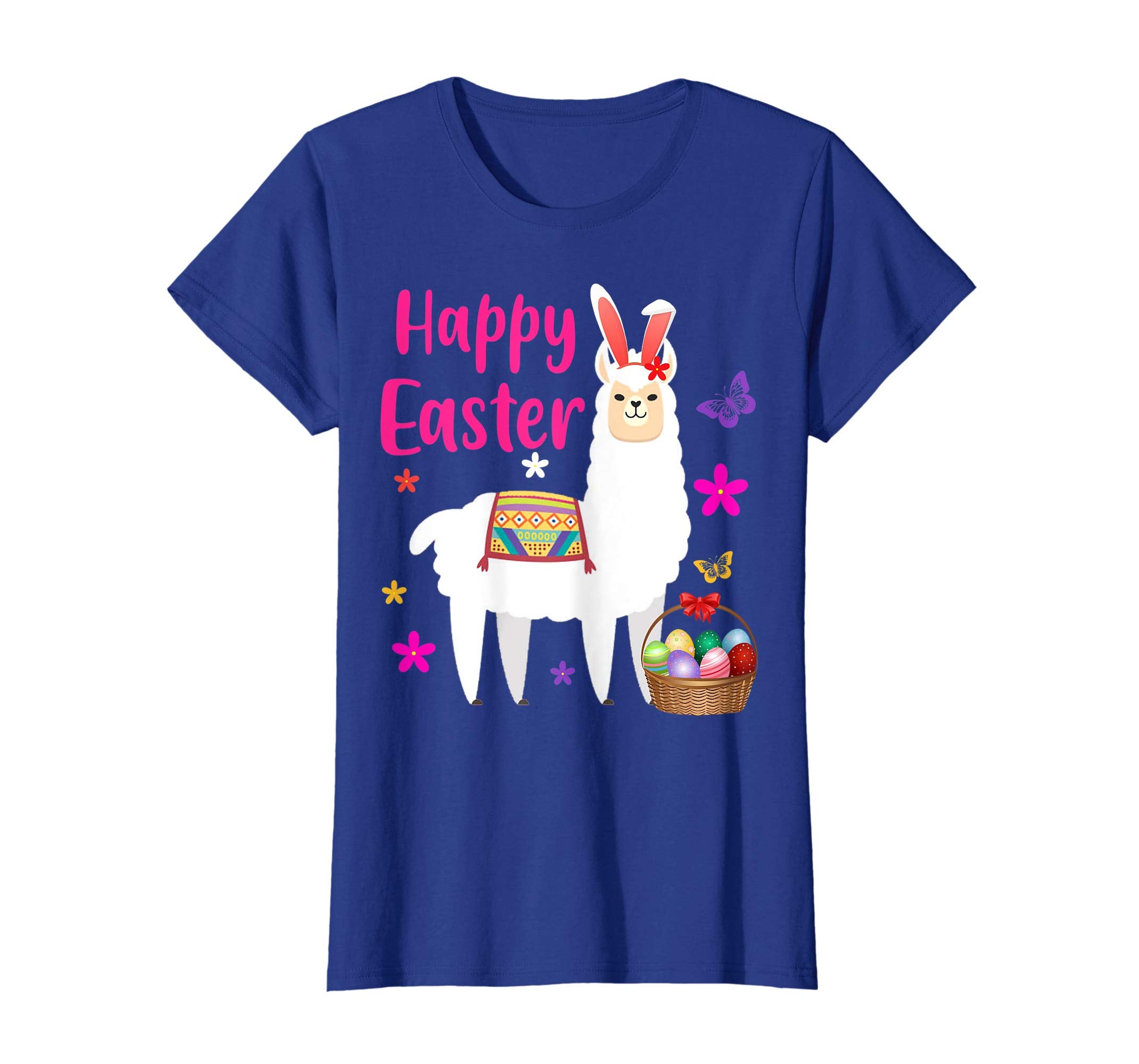 HAPPY EASTER LLAMA Bunny Gift Shirt Girls Women Kids