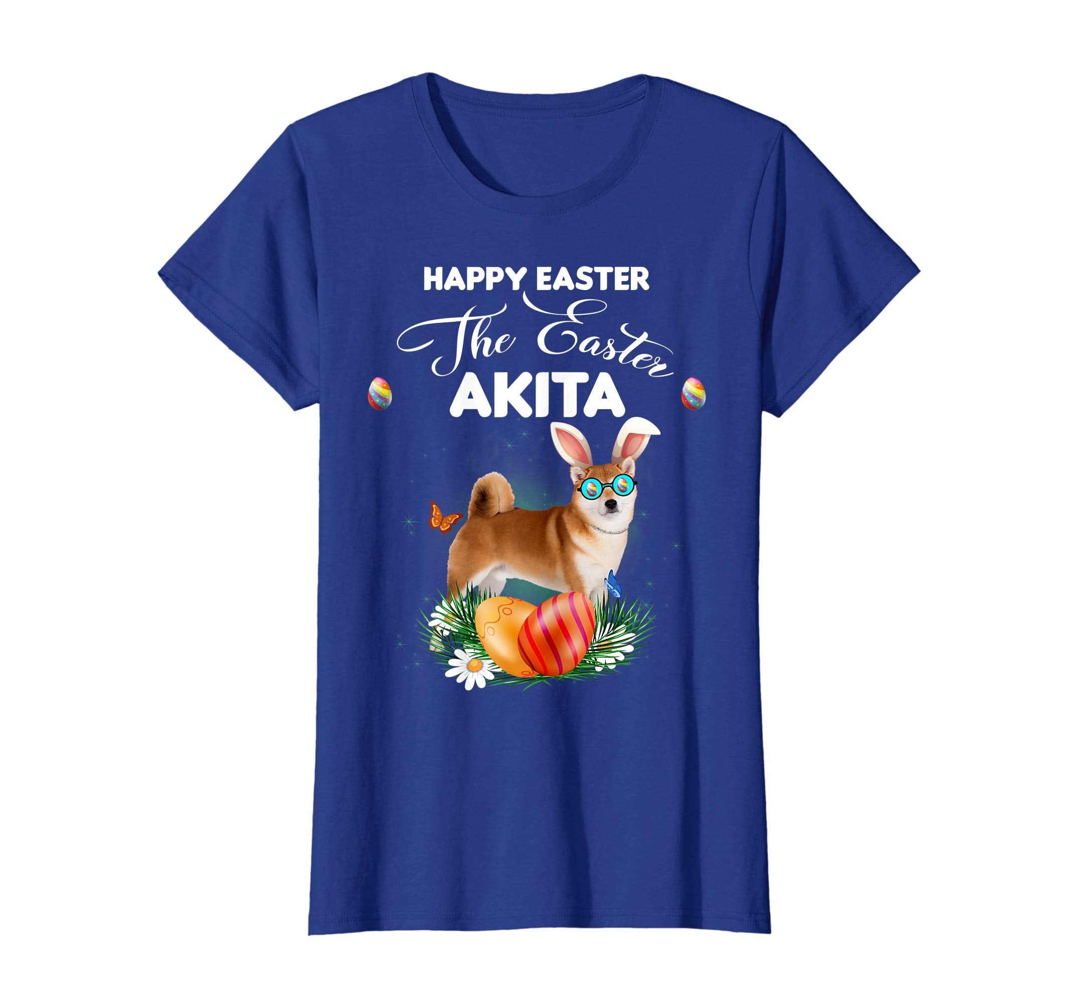 Akita Dog Sunglass Bunny Happy Easter Day Tshirt