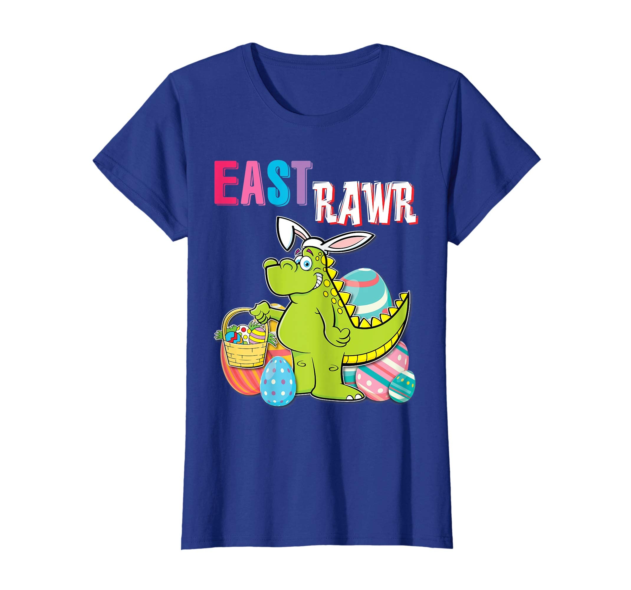 Dinosaur T-rex Bunny With Easter Eggs Basket Shirt East Rawr