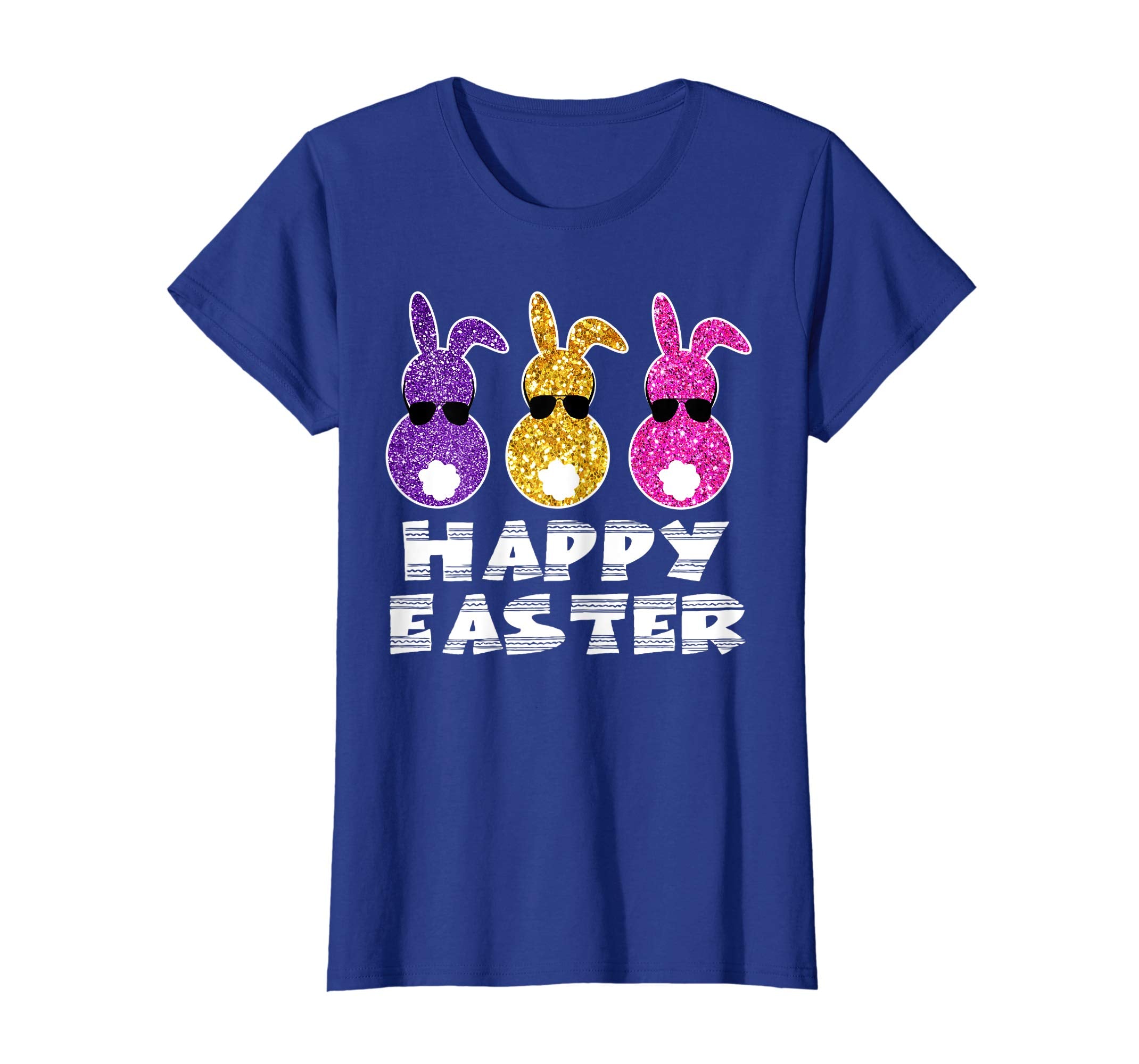 Happy easter tshirt colorful Bunny With Tail Ears Sunglasses