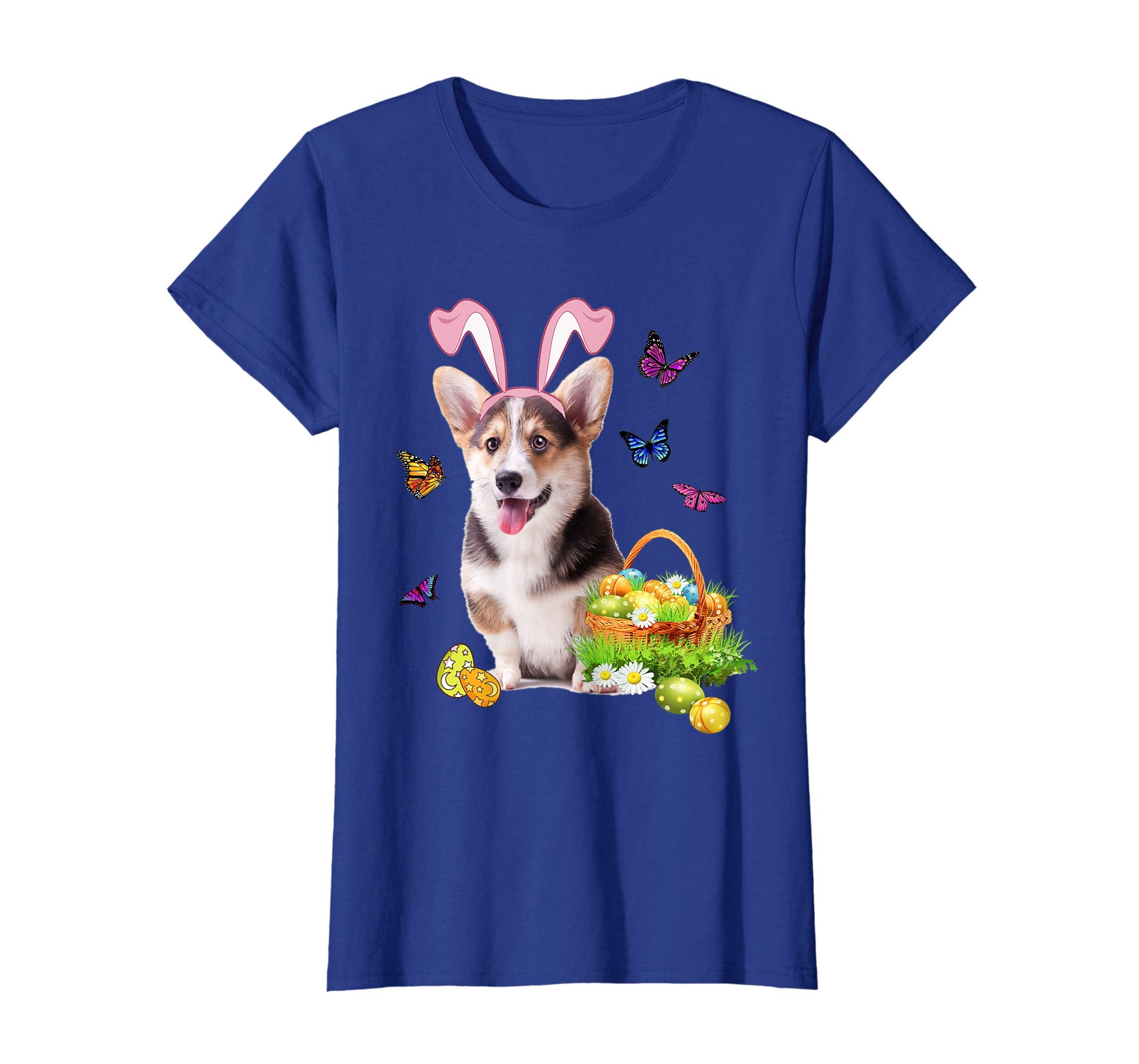 Corgi Bunny Hat Rabbit Easter Eggs T-Shirt