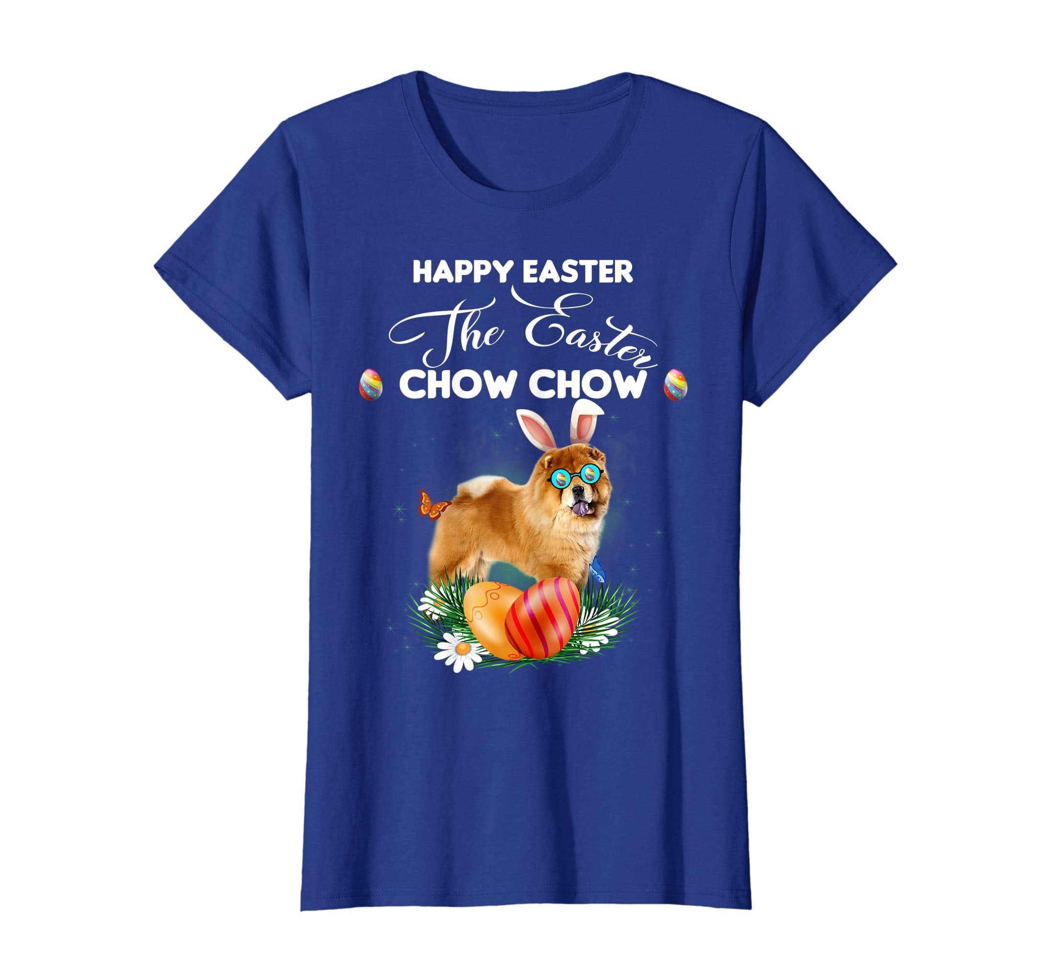 Chow Chow Dog Sunglass Bunny Happy Easter Day Tshirt