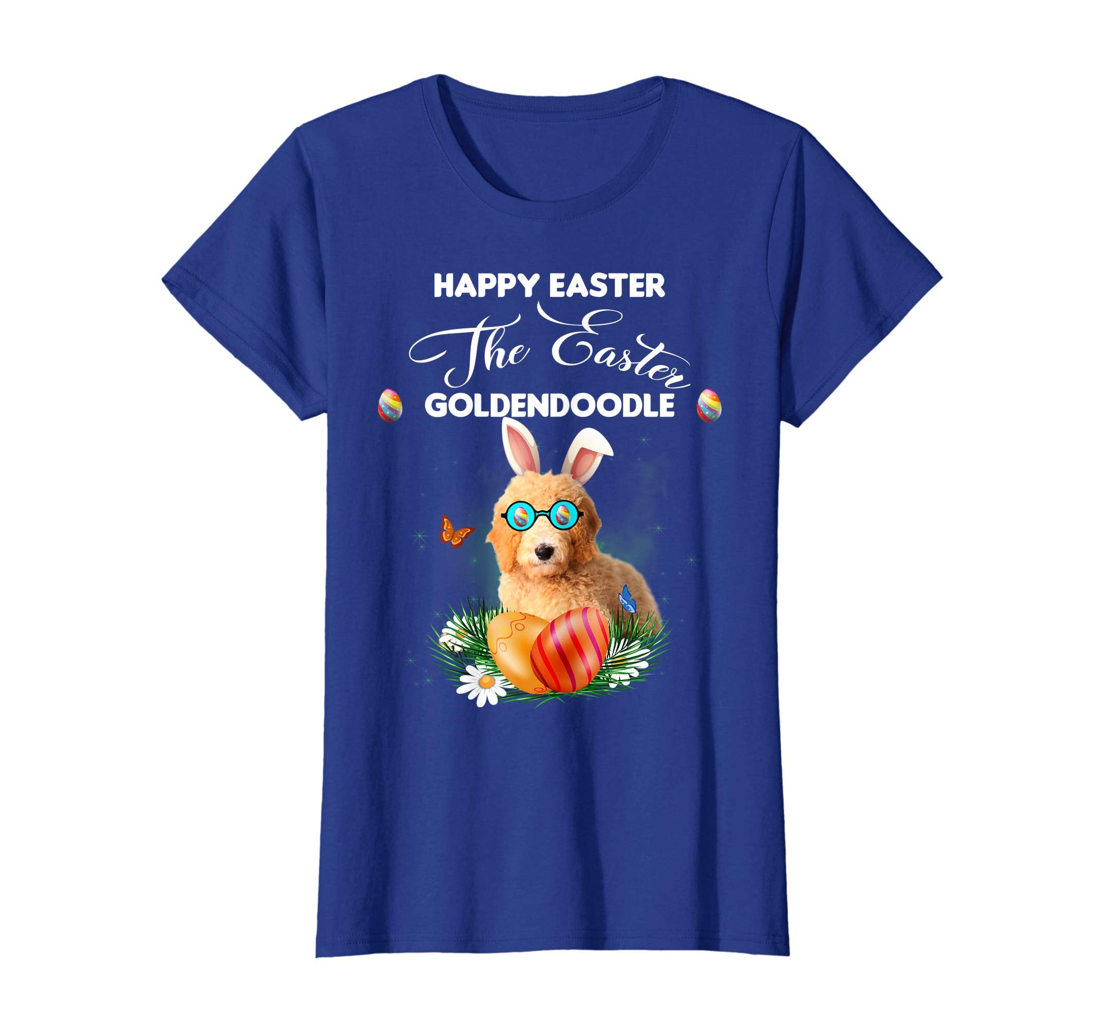 Goldendoodle Dog Sunglass Bunny Happy Easter Day Tshirt