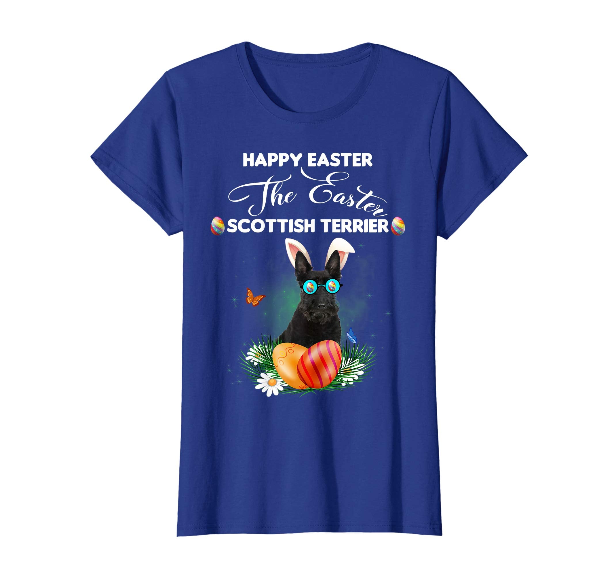 Scottish Terrier Dog Sunglass Bunny Happy Easter Day Tshirt