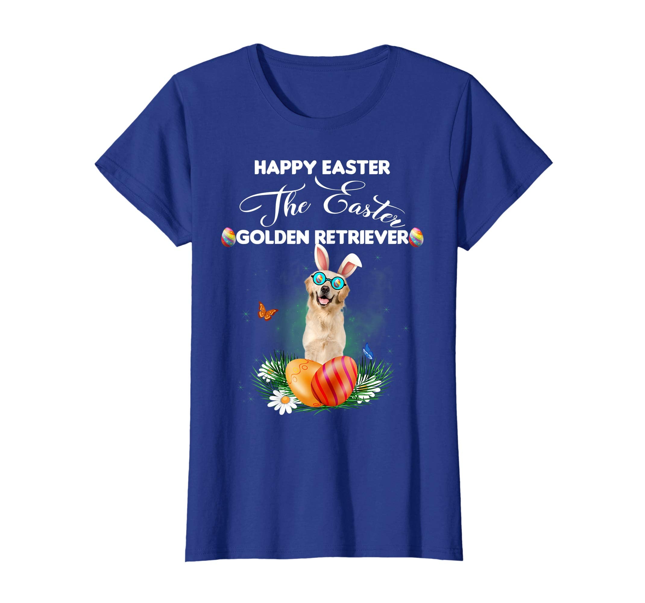 Golden Retriever Dog Sunglass Bunny Happy Easter Day Tshirt