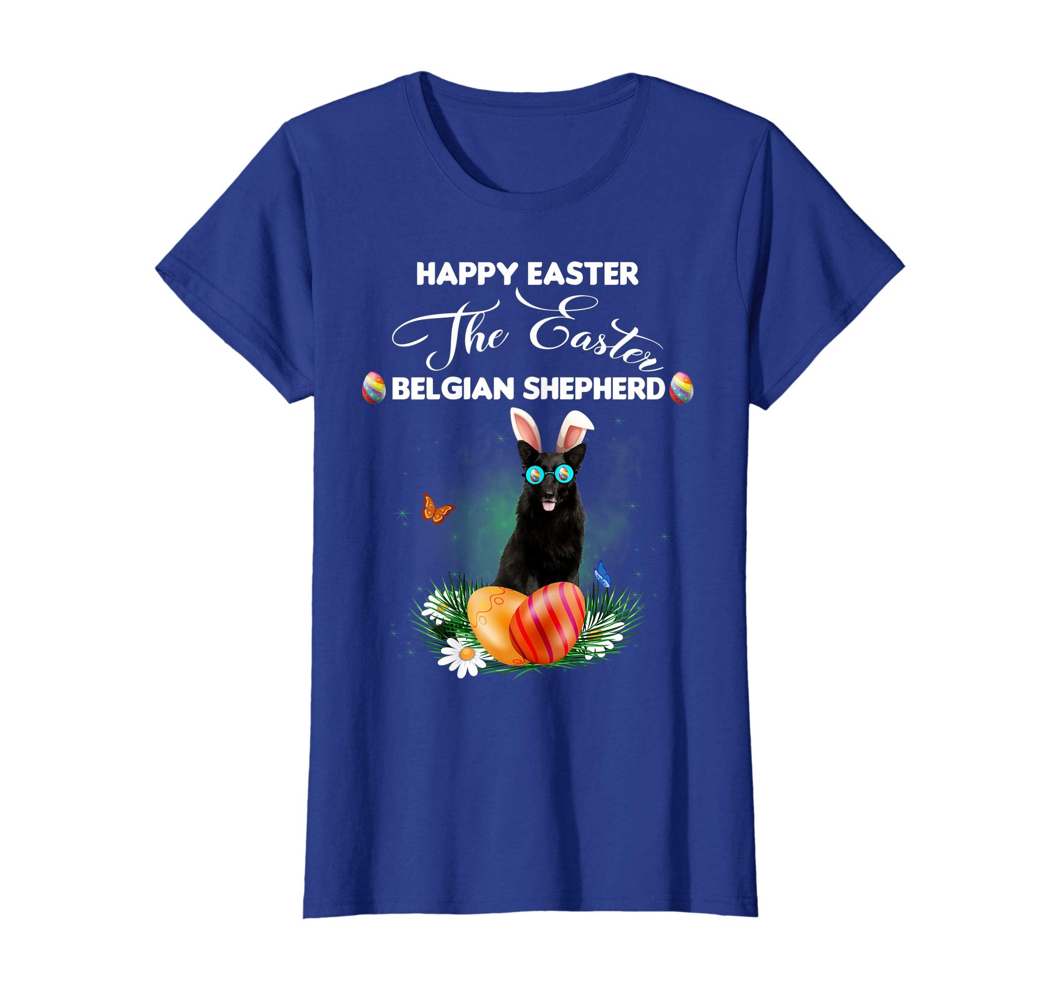 Belgian Shepherd Dog Sunglass Bunny Happy Easter Day Tshirt