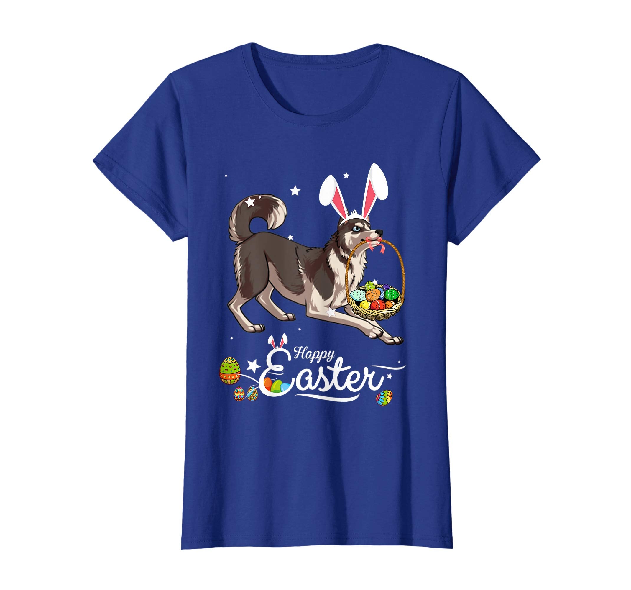 Siberian Husky Dog With Bunny Hat Easter Costume T Shirt