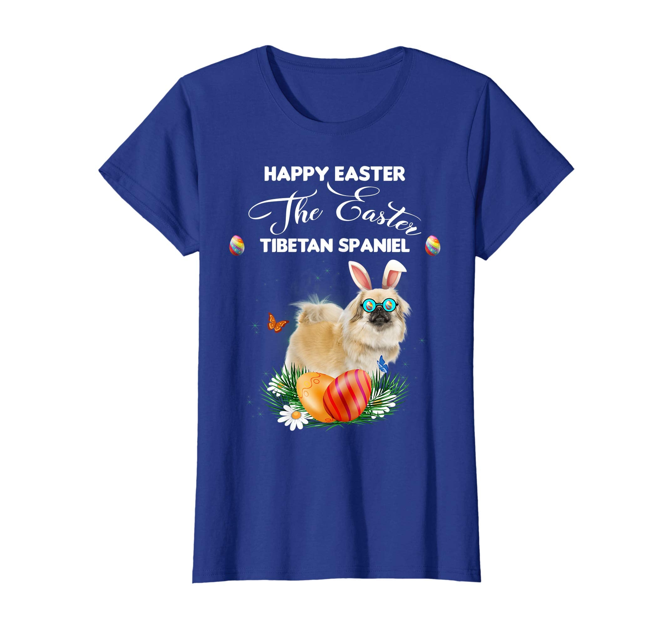 Tibetan Spaniel Dog Sunglass Bunny Happy Easter Day Tshirt