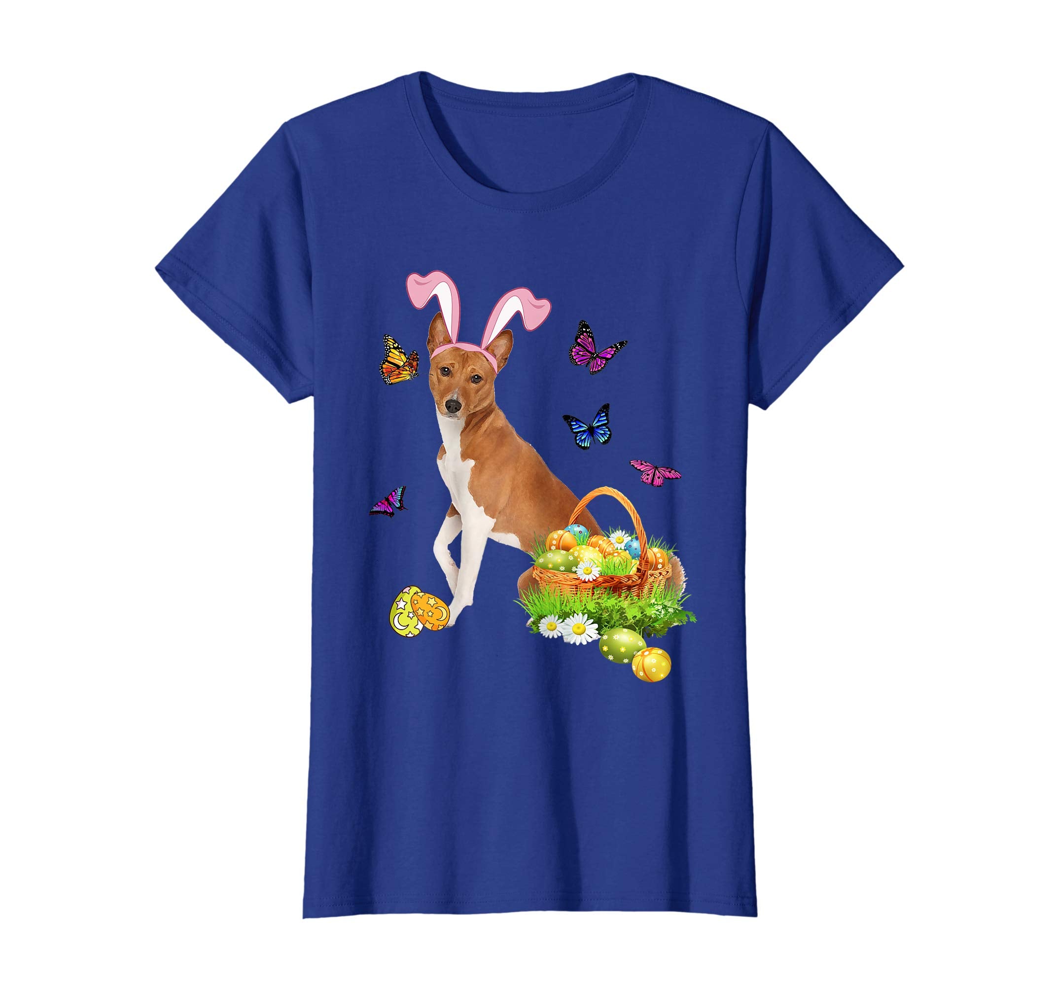 Basenji Bunny Hat Rabbit Easter Eggs T-Shirt