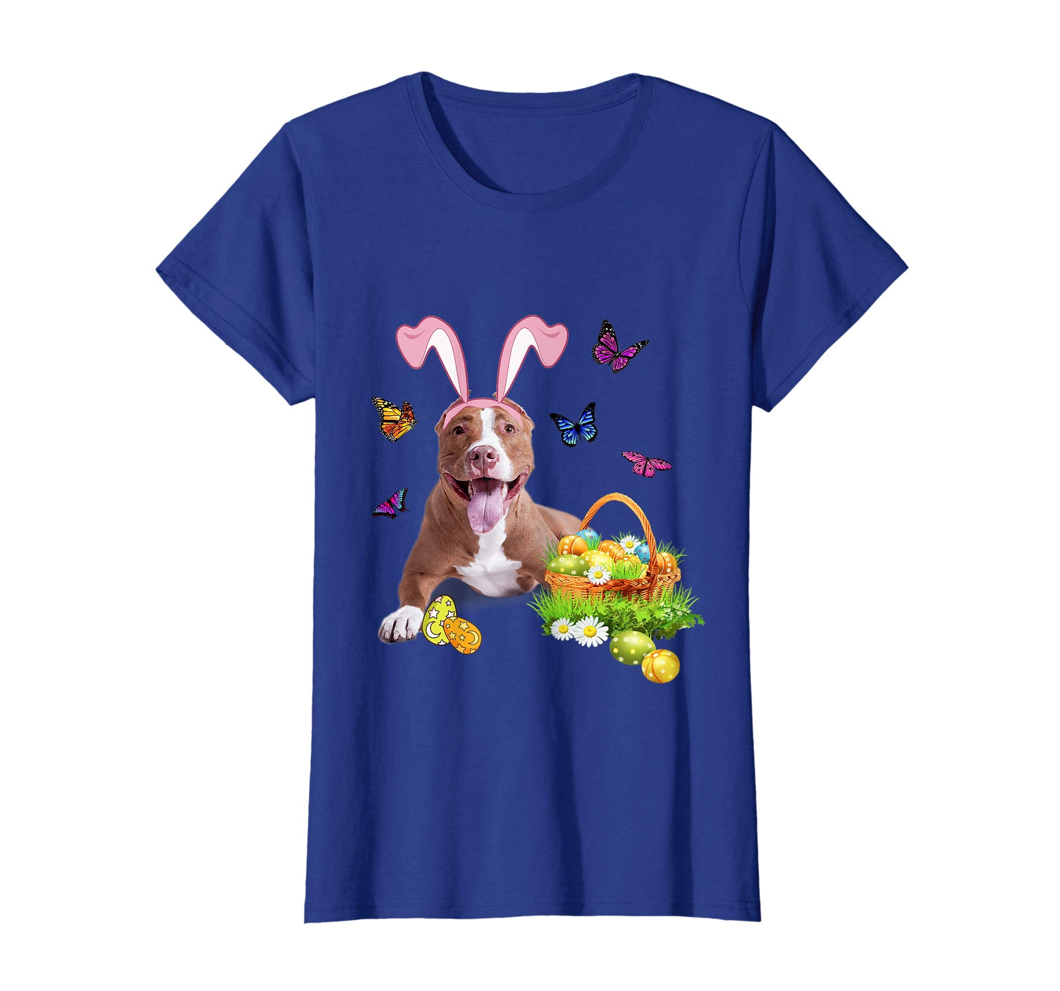 Pitbull Bunny Hat Rabbit Easter Eggs T-Shirt