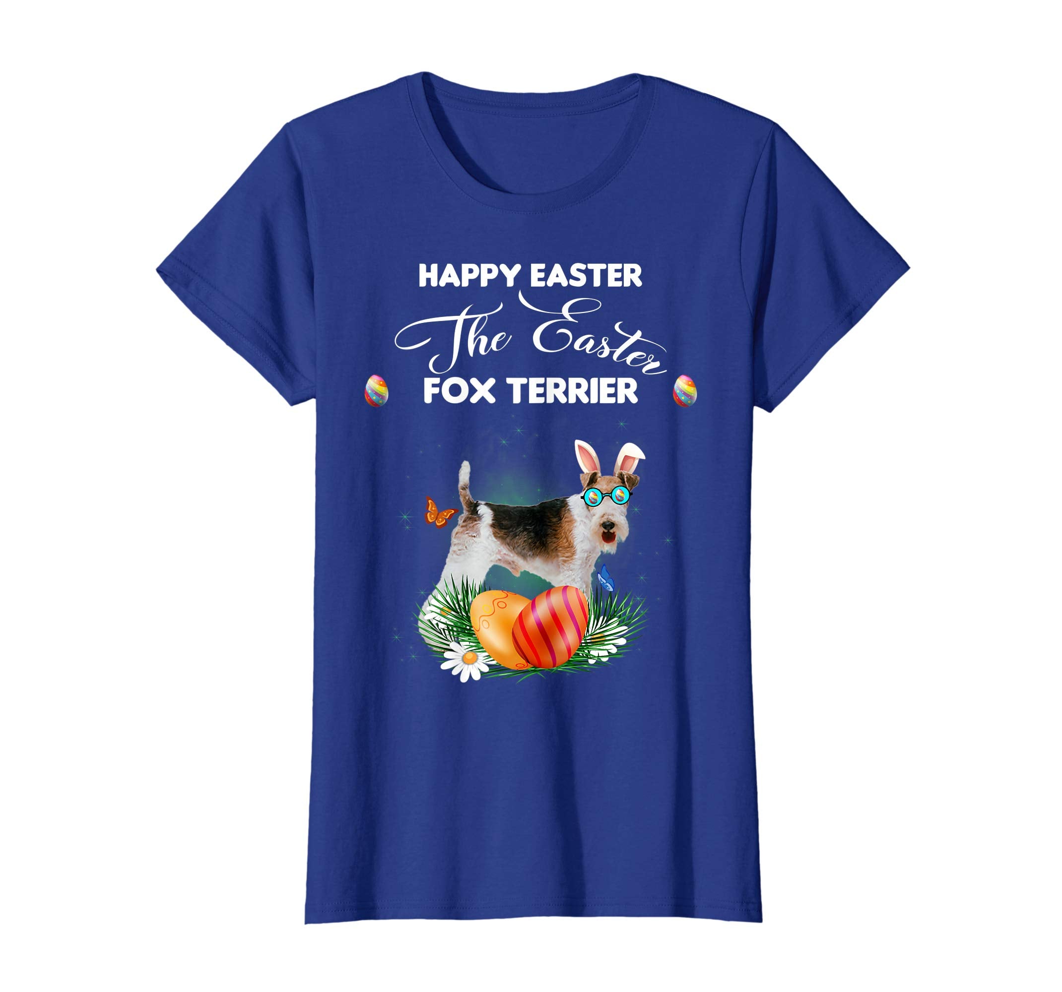 Fox Terrier Dog Sunglass Bunny Happy Easter Day Tshirt