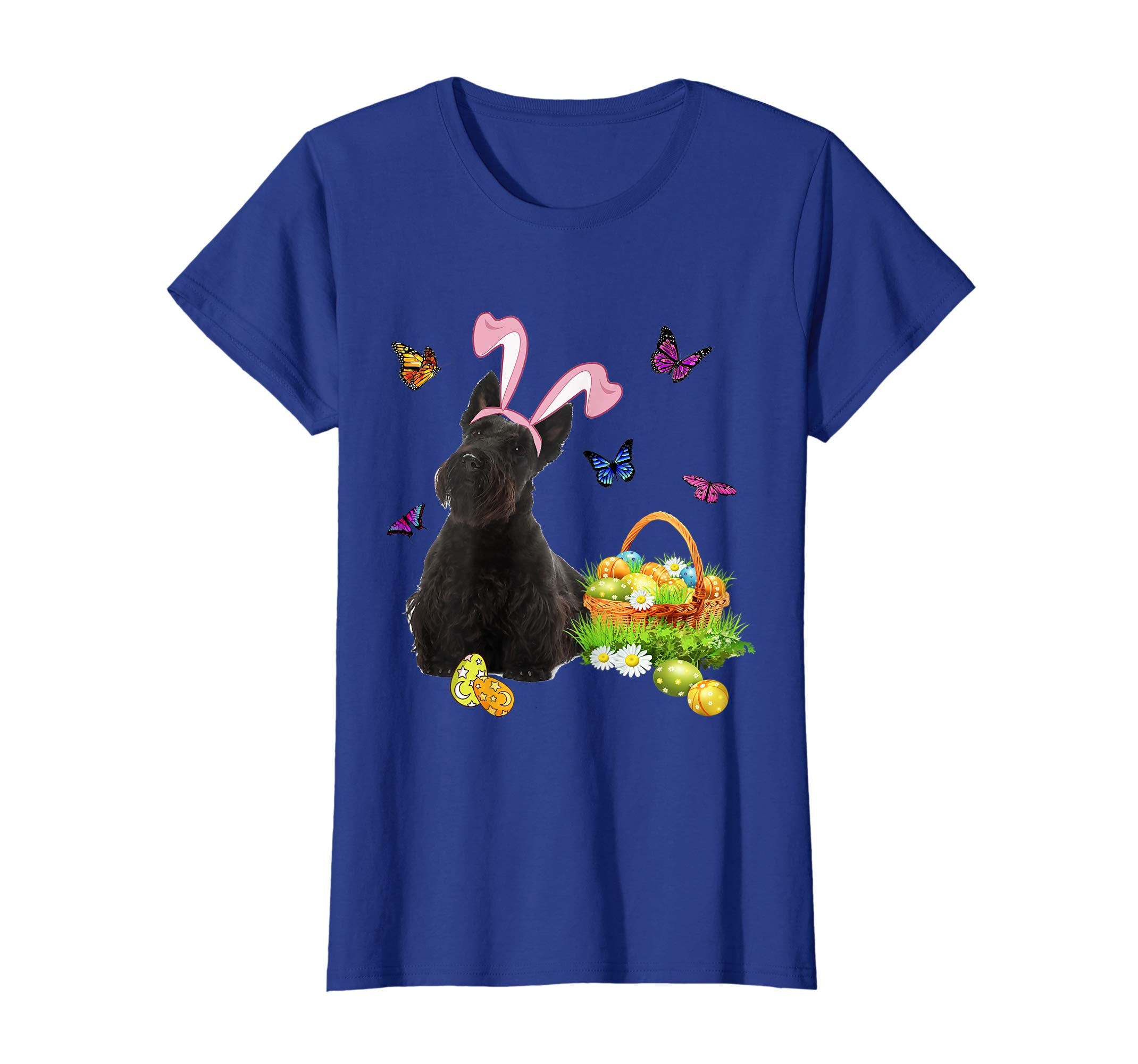 Scottish Terrier Bunny Hat Rabbit Easter Eggs T-Shirt