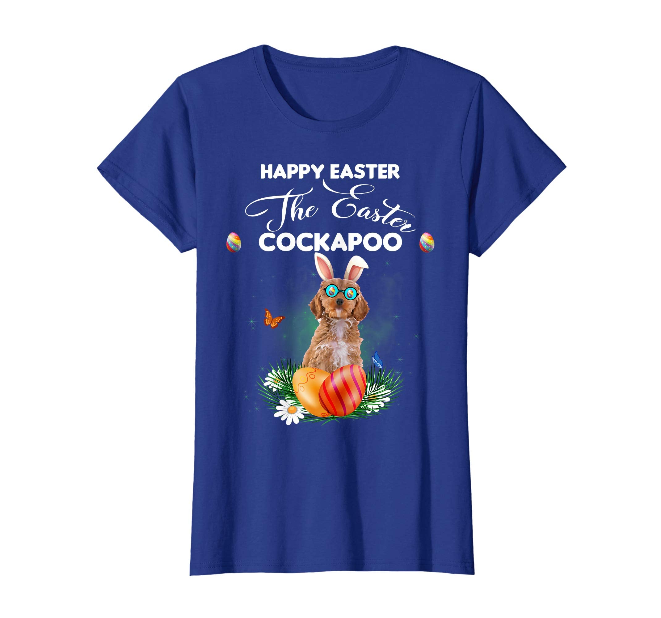 Cockapoo Dog Sunglass Bunny Happy Easter Day Tshirt