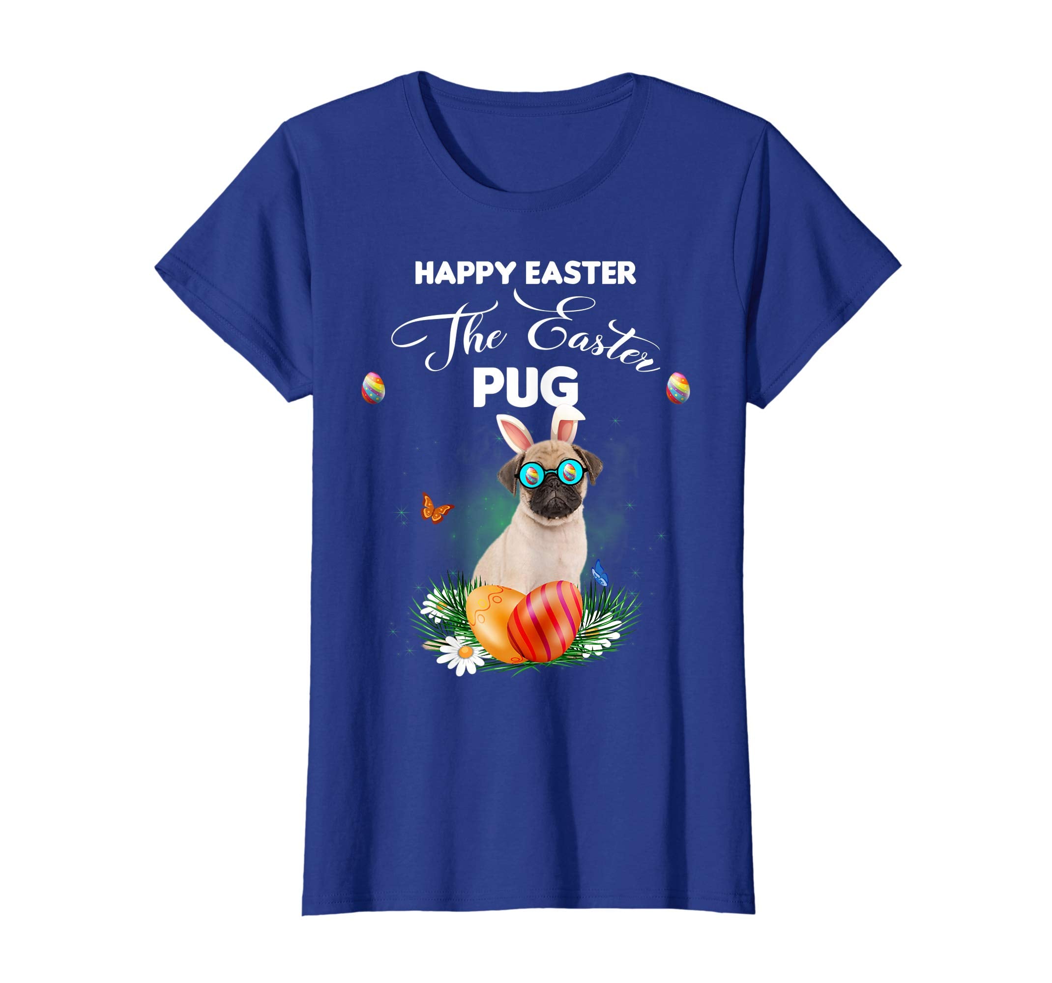 Pug Dog Sunglass Bunny Happy Easter Day Tshirt