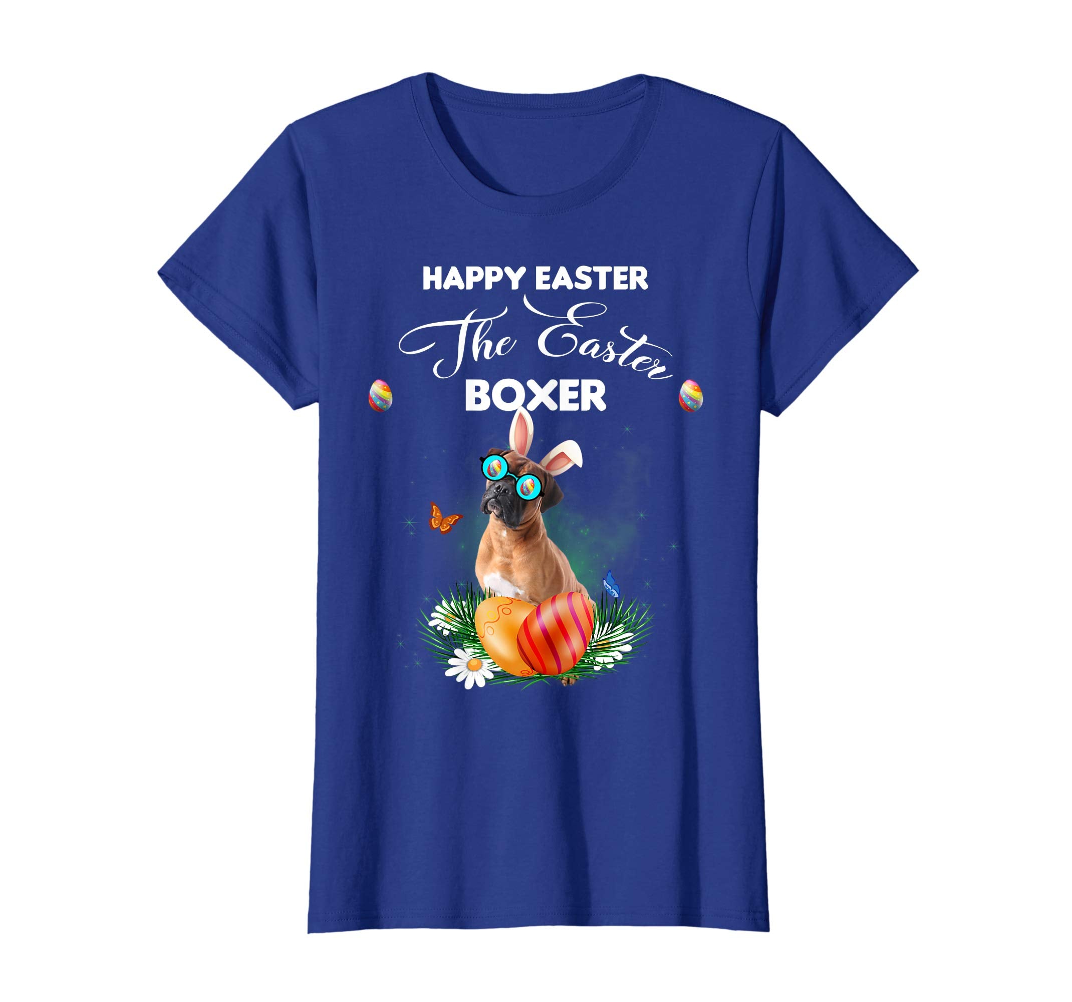 Boxer Dog Sunglass Bunny Happy Easter Day Tshirt