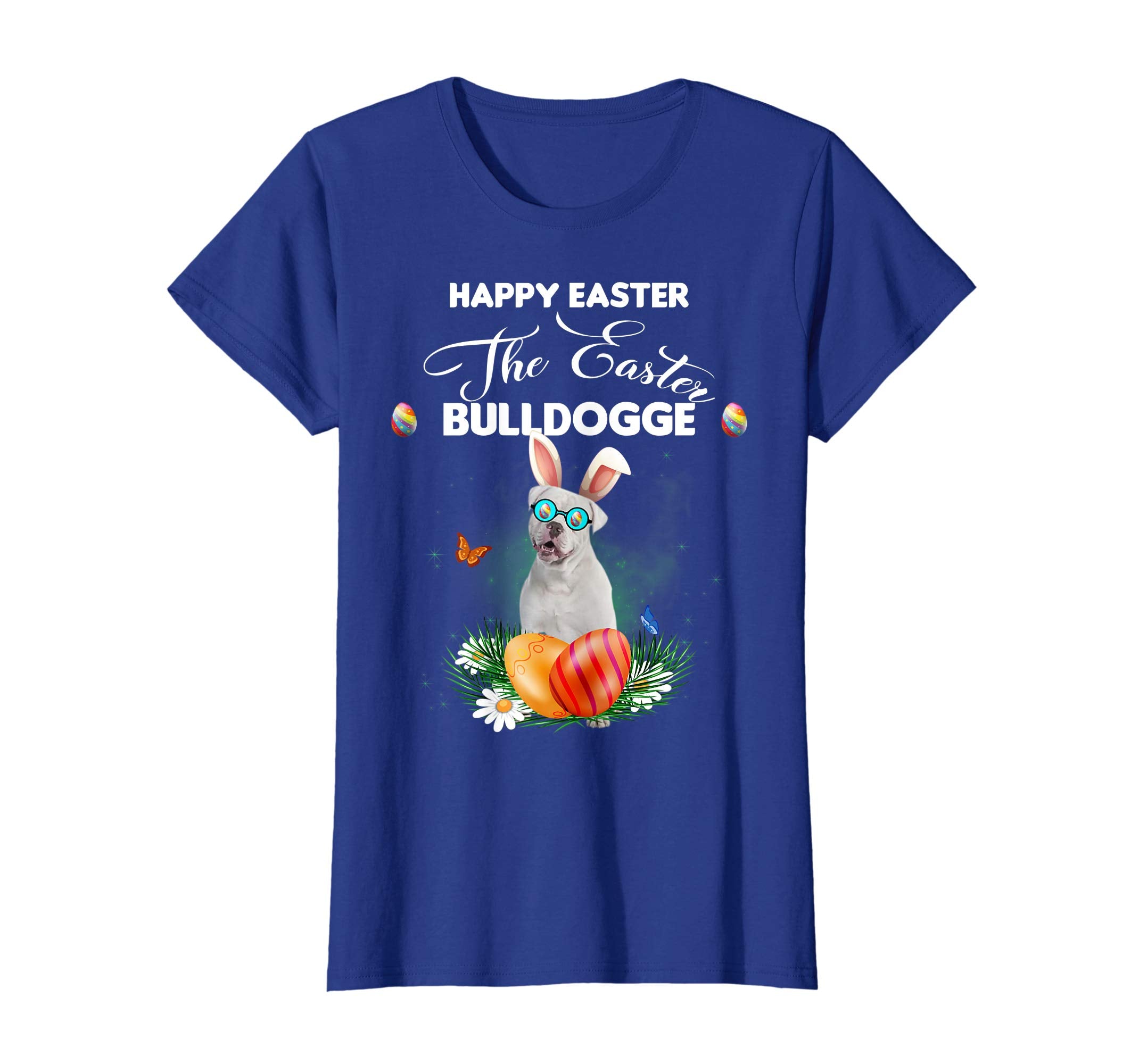 Bulldogge Dog Sunglass Bunny Happy Easter Day Tshirt