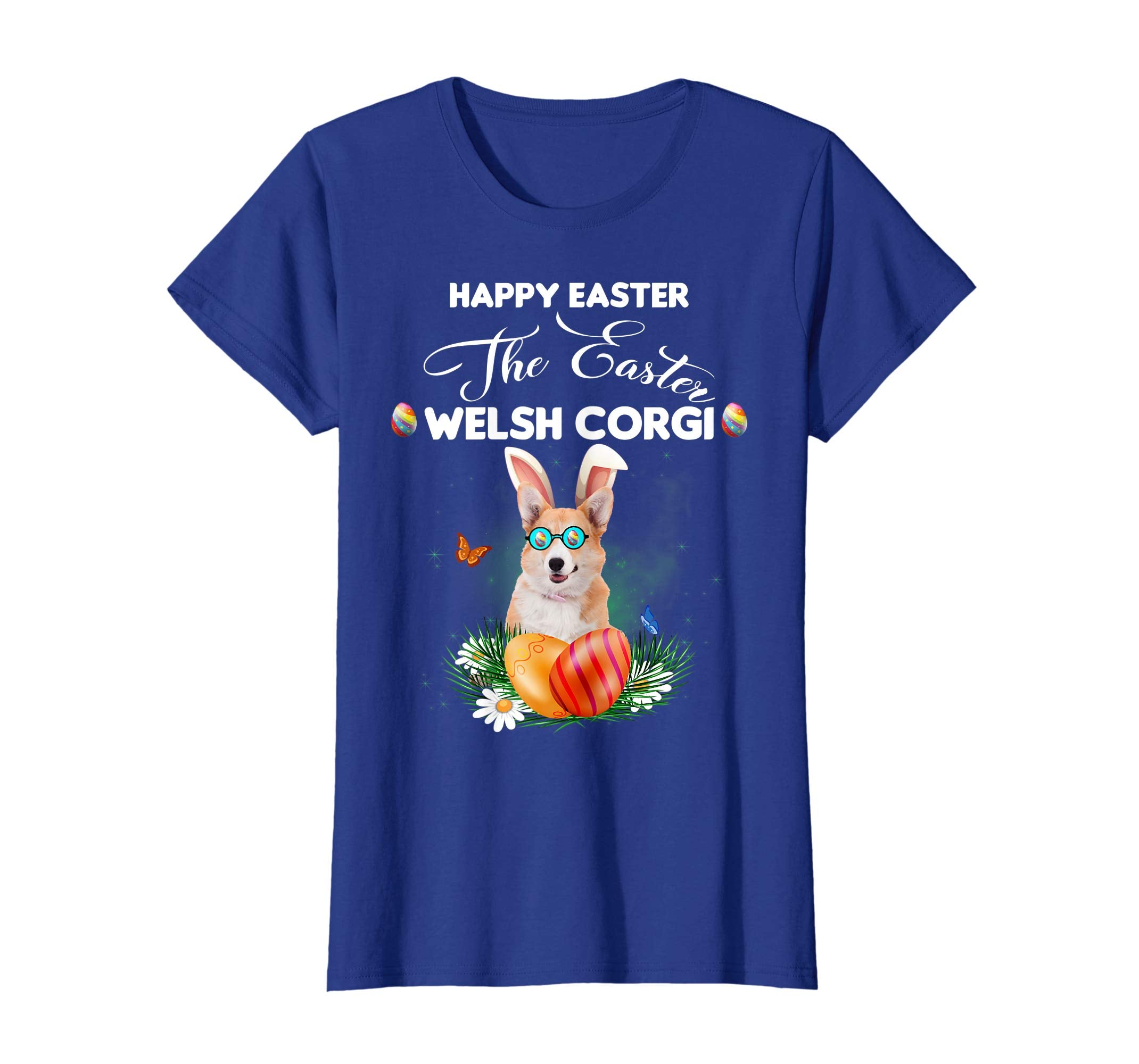 Welsh Corgi Dog Sunglass Bunny Happy Easter Day Tshirt