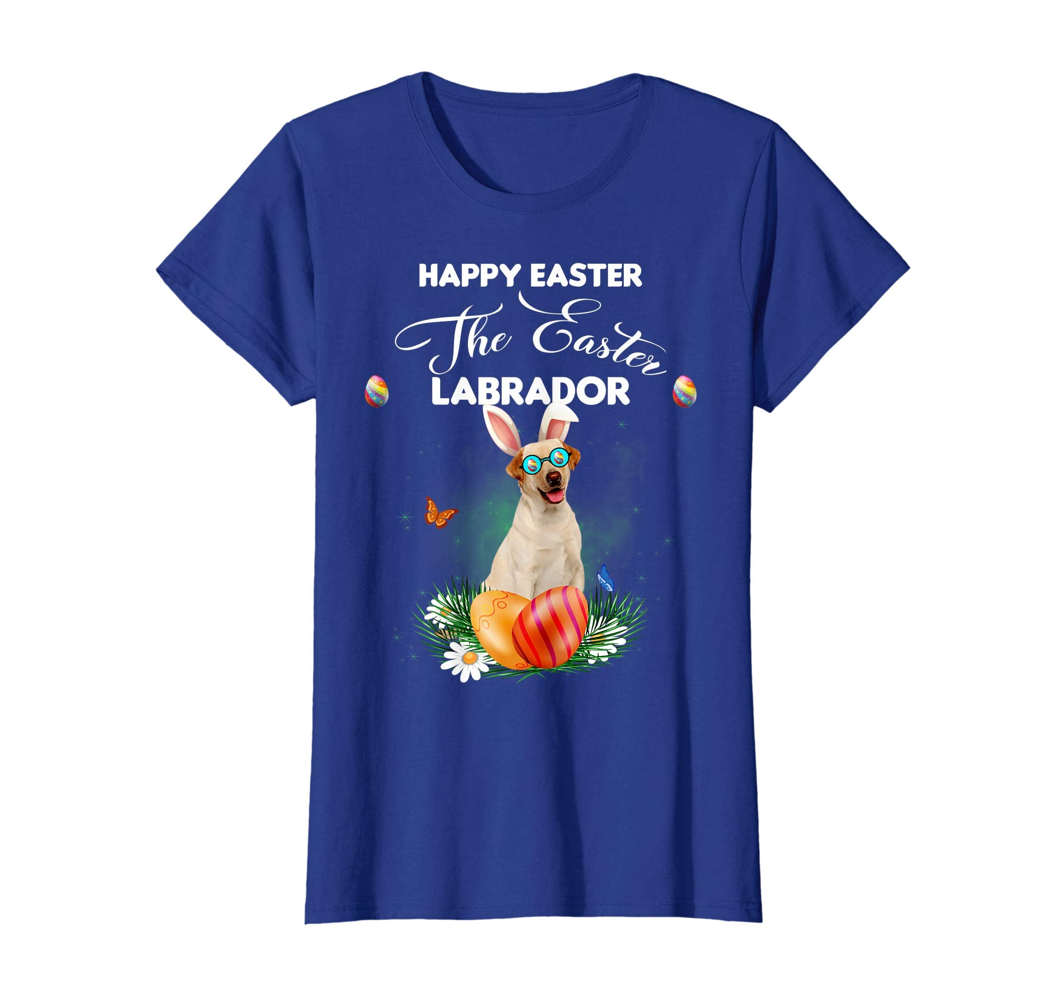 Labrador Dog Sunglass Bunny Happy Easter Day Tshirt
