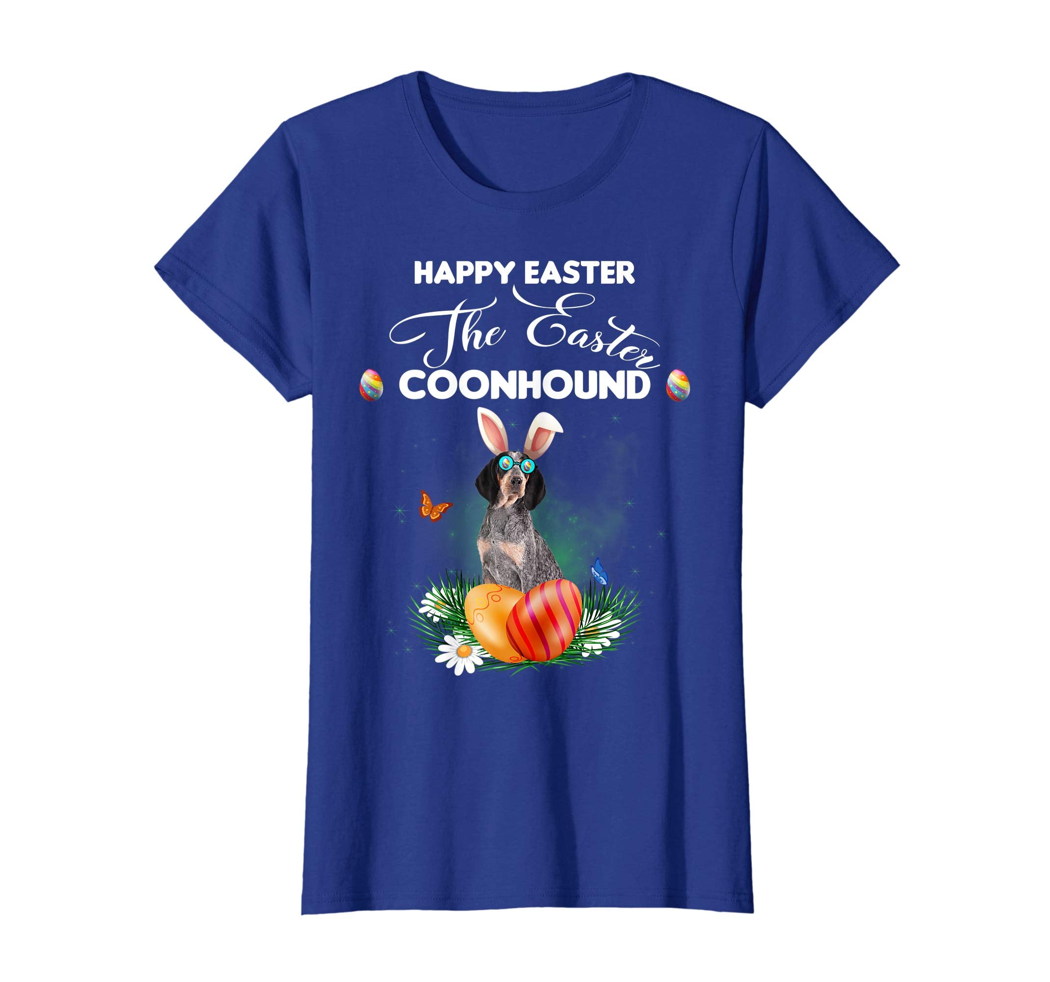 Coonhound Dog Sunglass Bunny Happy Easter Day Tshirt