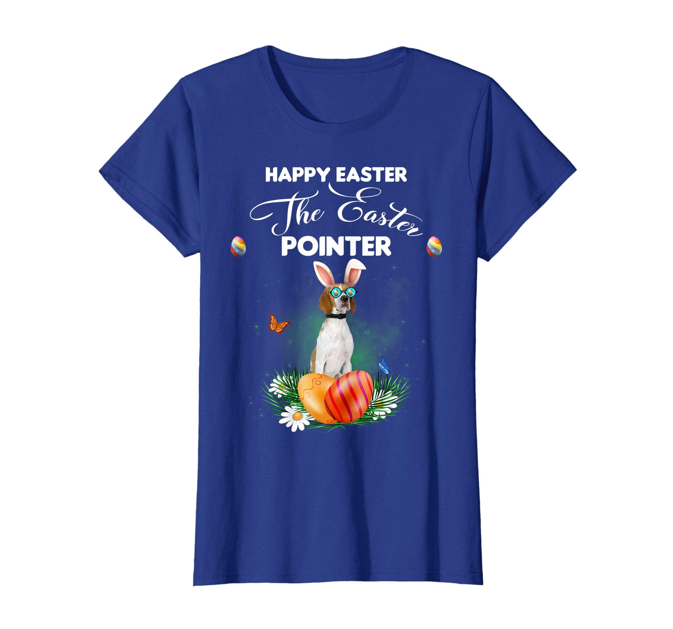 Pointer Dog Sunglass Bunny Happy Easter Day Tshirt