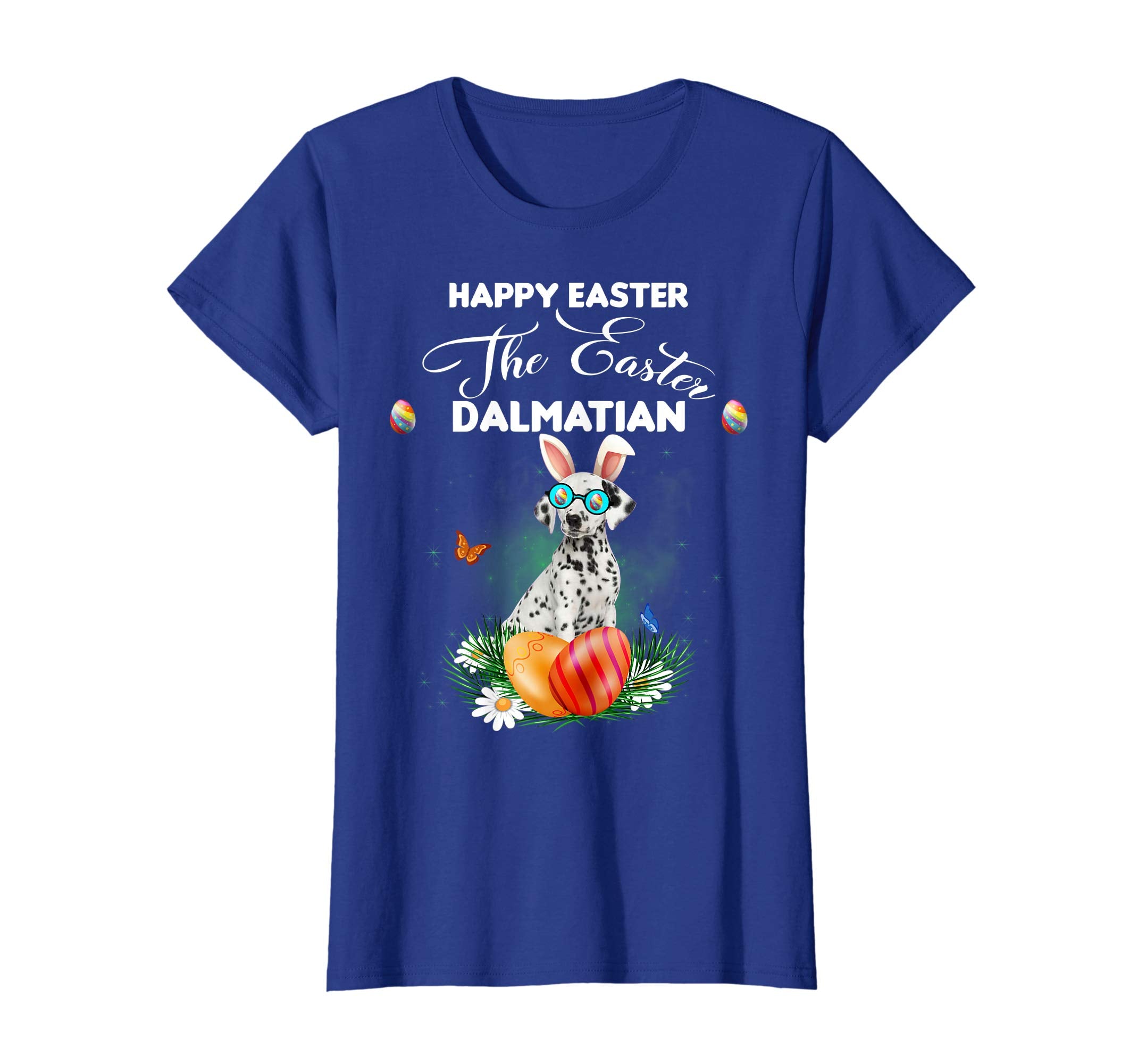 Dalmatian Dog Sunglass Bunny Happy Easter Day Tshirt