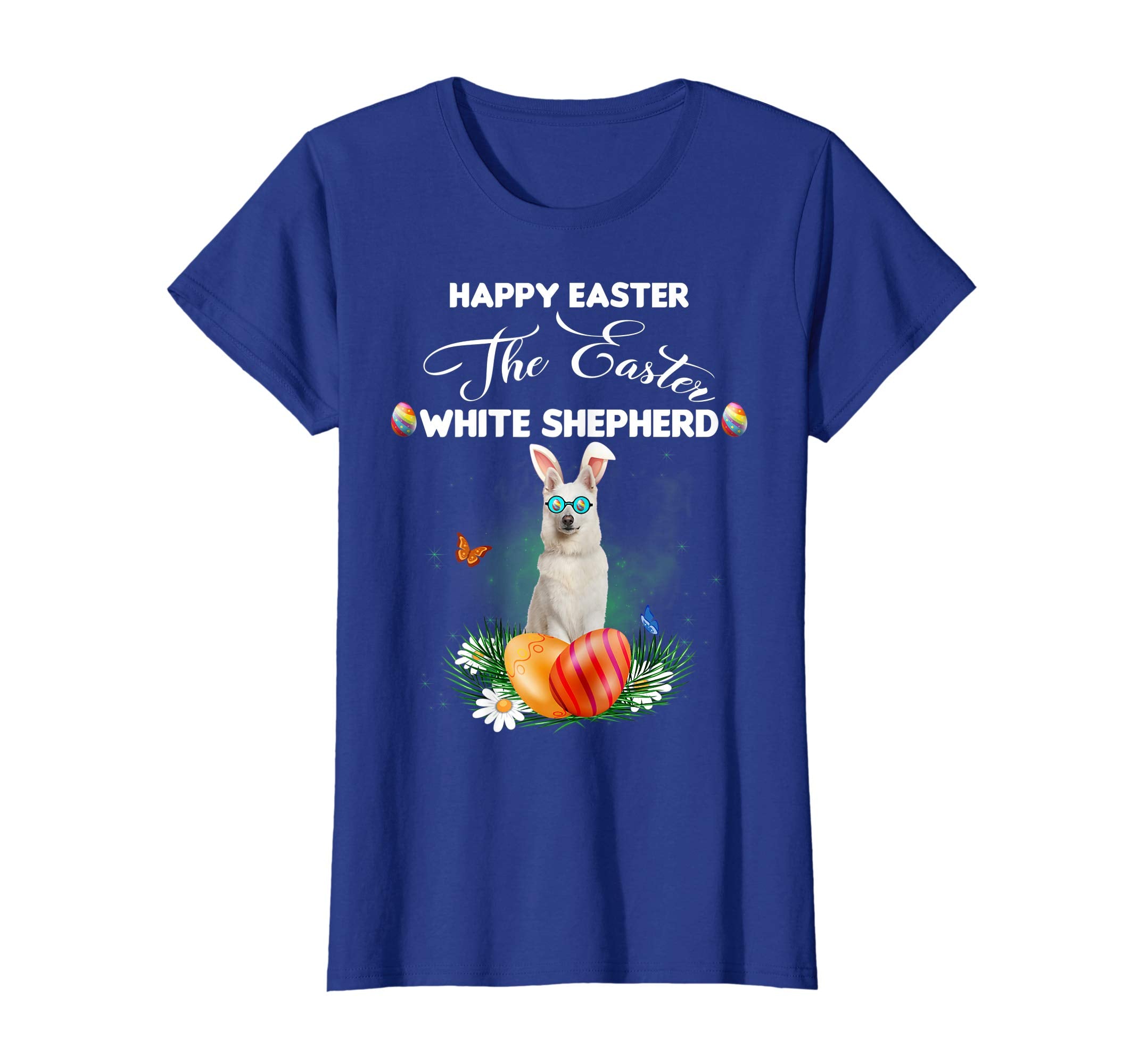 White Shepherd Dog Sunglass Bunny Happy Easter Day Tshirt