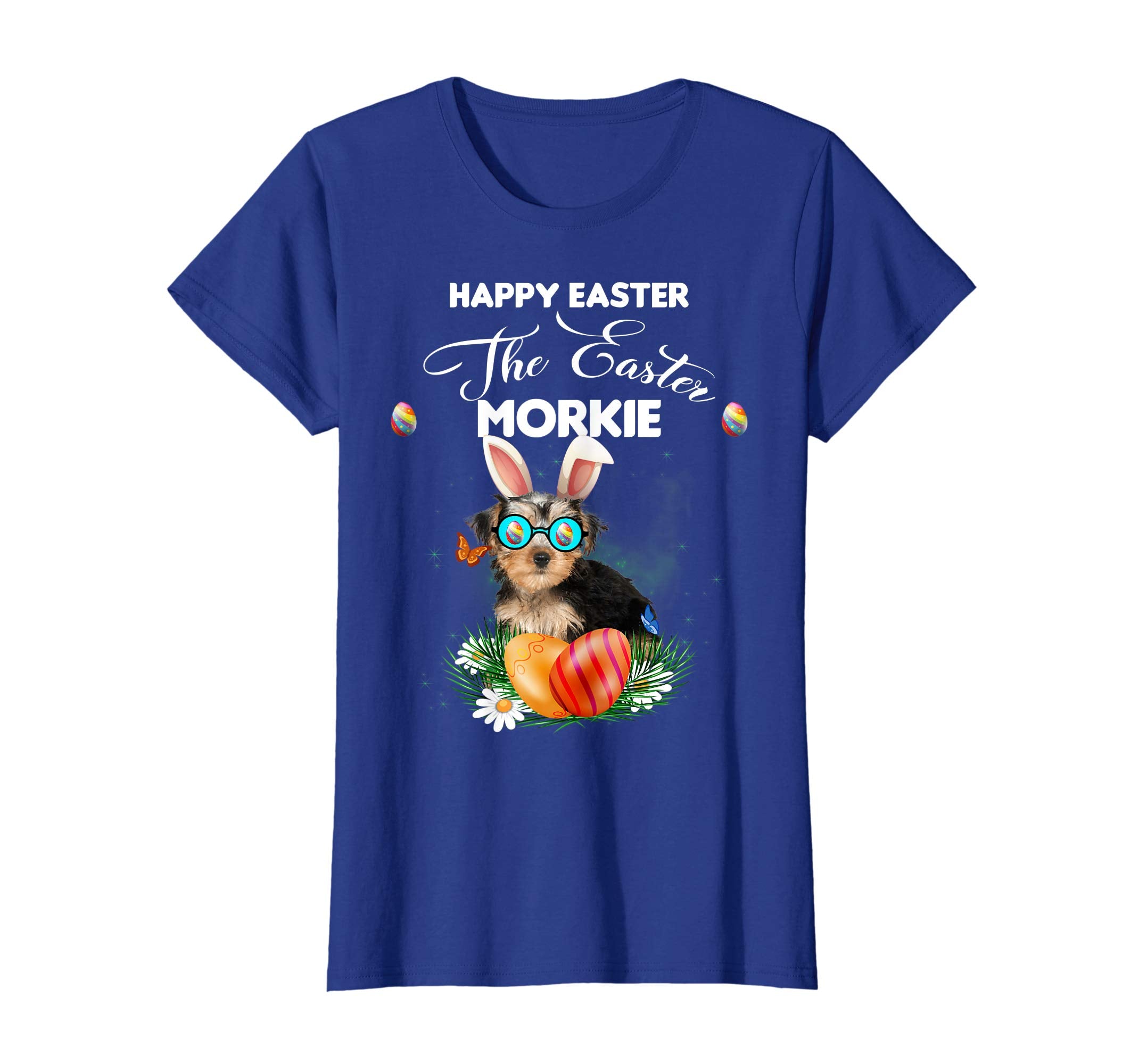 Morkie Dog Sunglass Bunny Happy Easter Day Tshirt