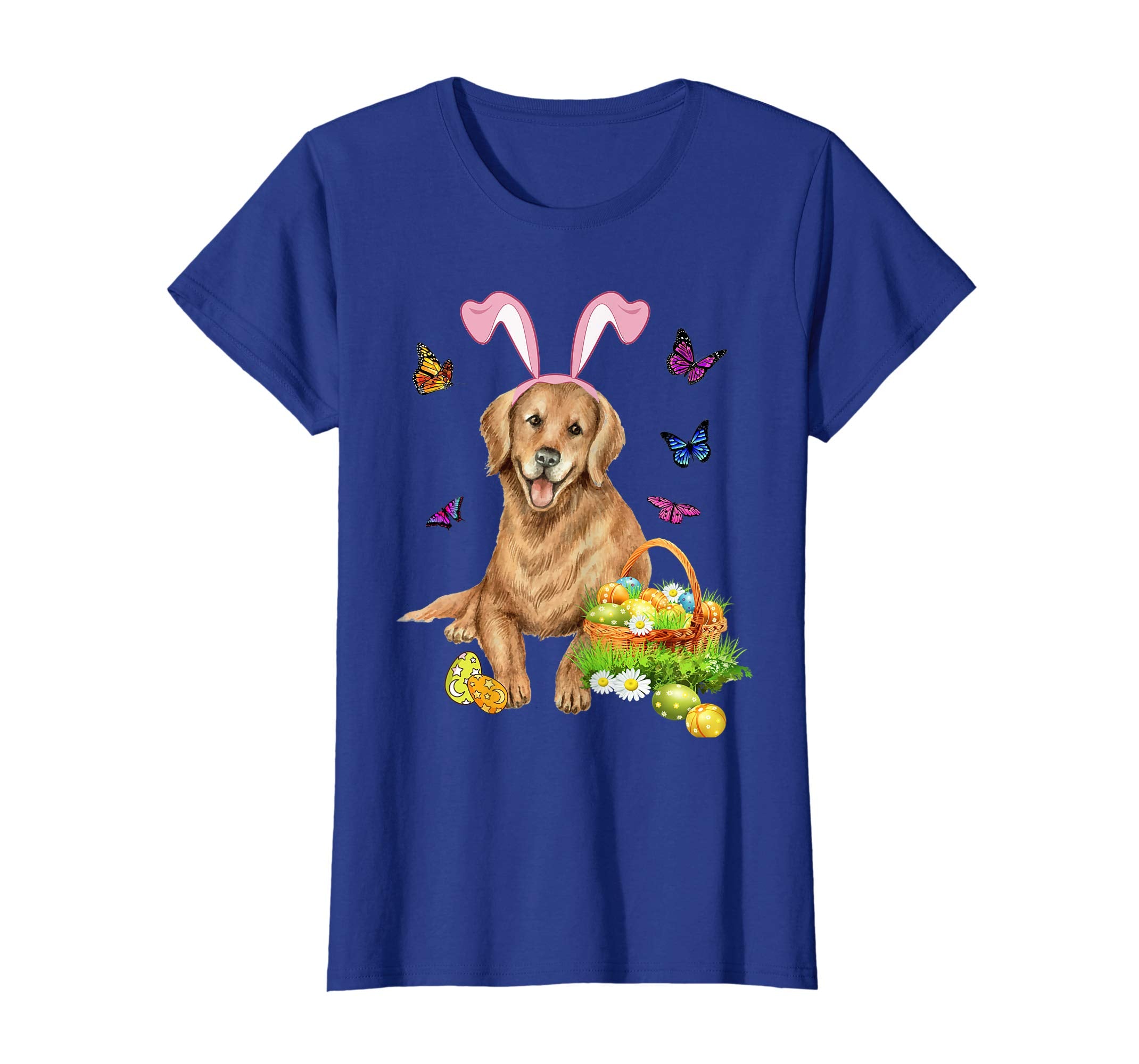 Golden Retriever Bunny Hat Rabbit Easter Eggs T-Shirt