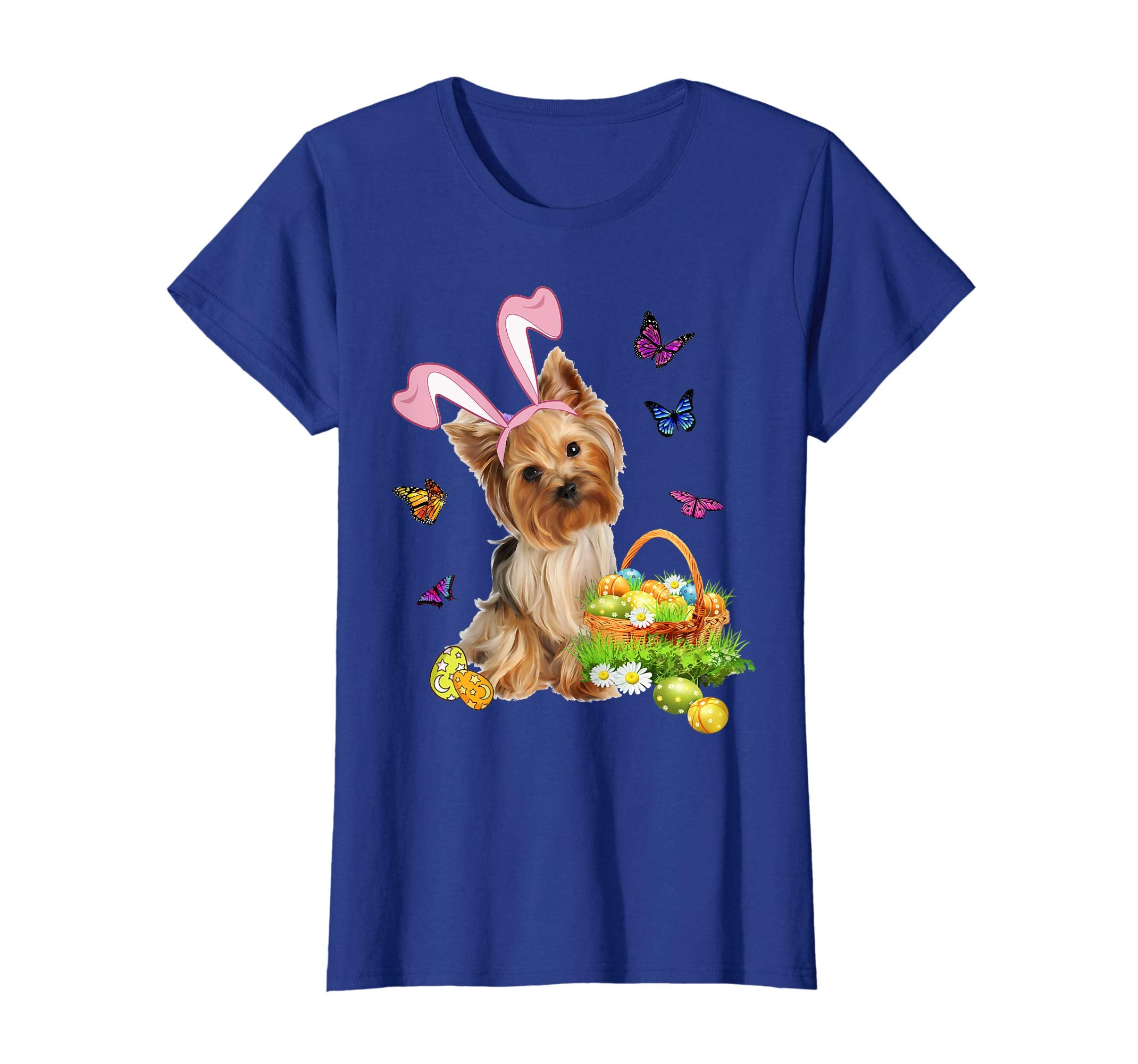 Yorkshire Terrier Bunny Hat Rabbit Easter Eggs T-Shirt