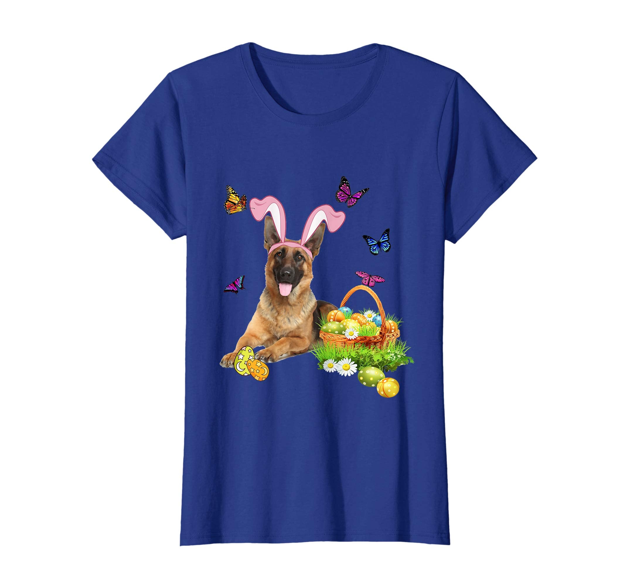 German Shepherd Bunny Hat Rabbit Easter Eggs T-Shirt