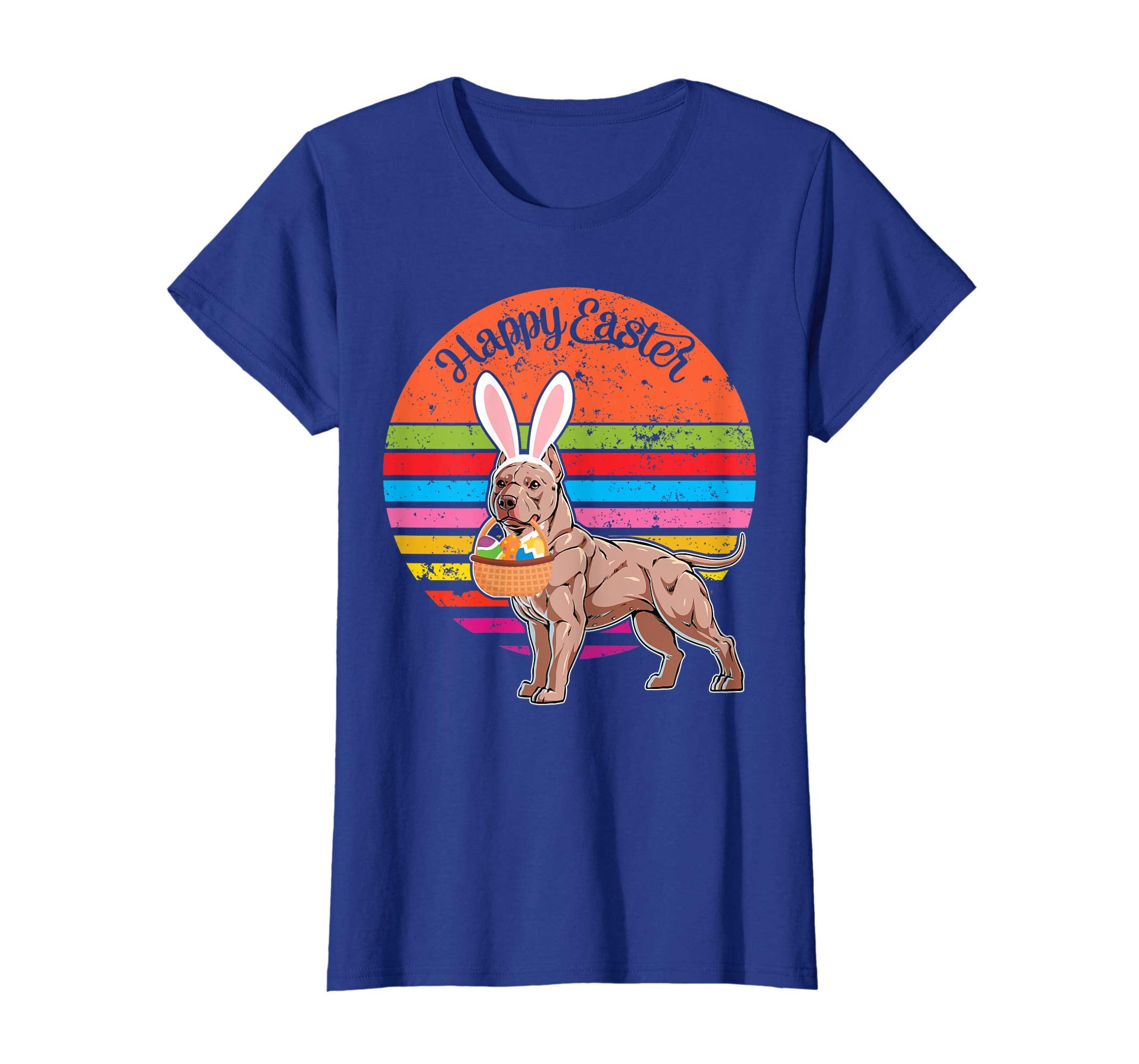 Pitbull Bunny Dog Easter Eggs Happy Easter Vintage Shirt