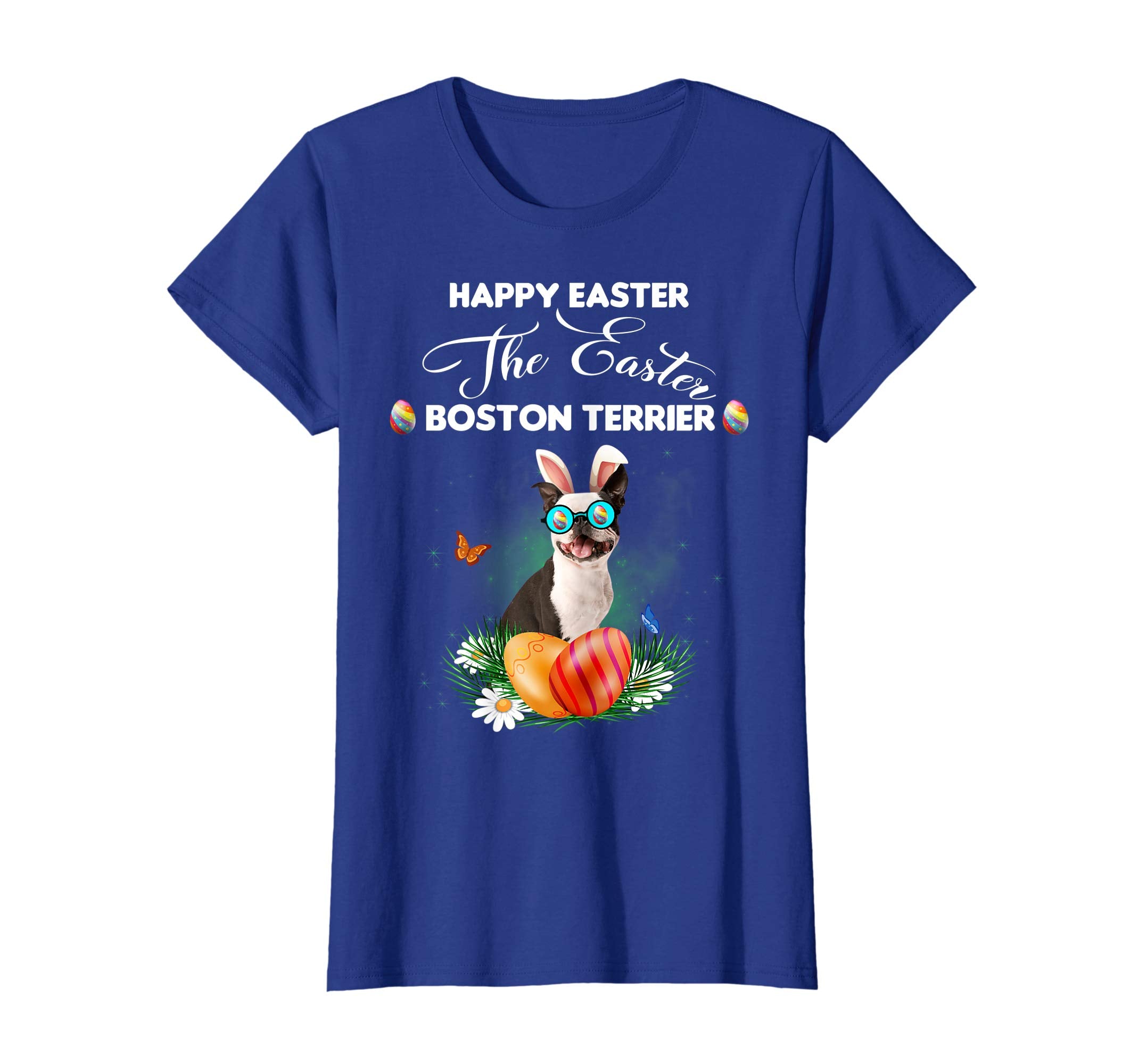 Boston Terrier Dog Sunglass Bunny Happy Easter Day Tshirt