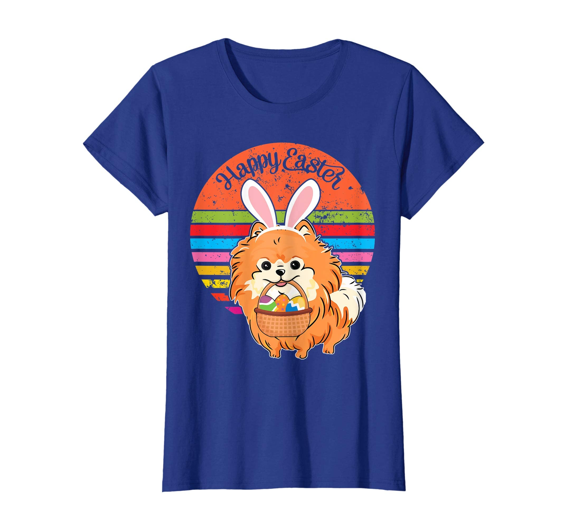 Pomeranian Bunny Dog Easter Eggs Happy Easter Vintage Shirt